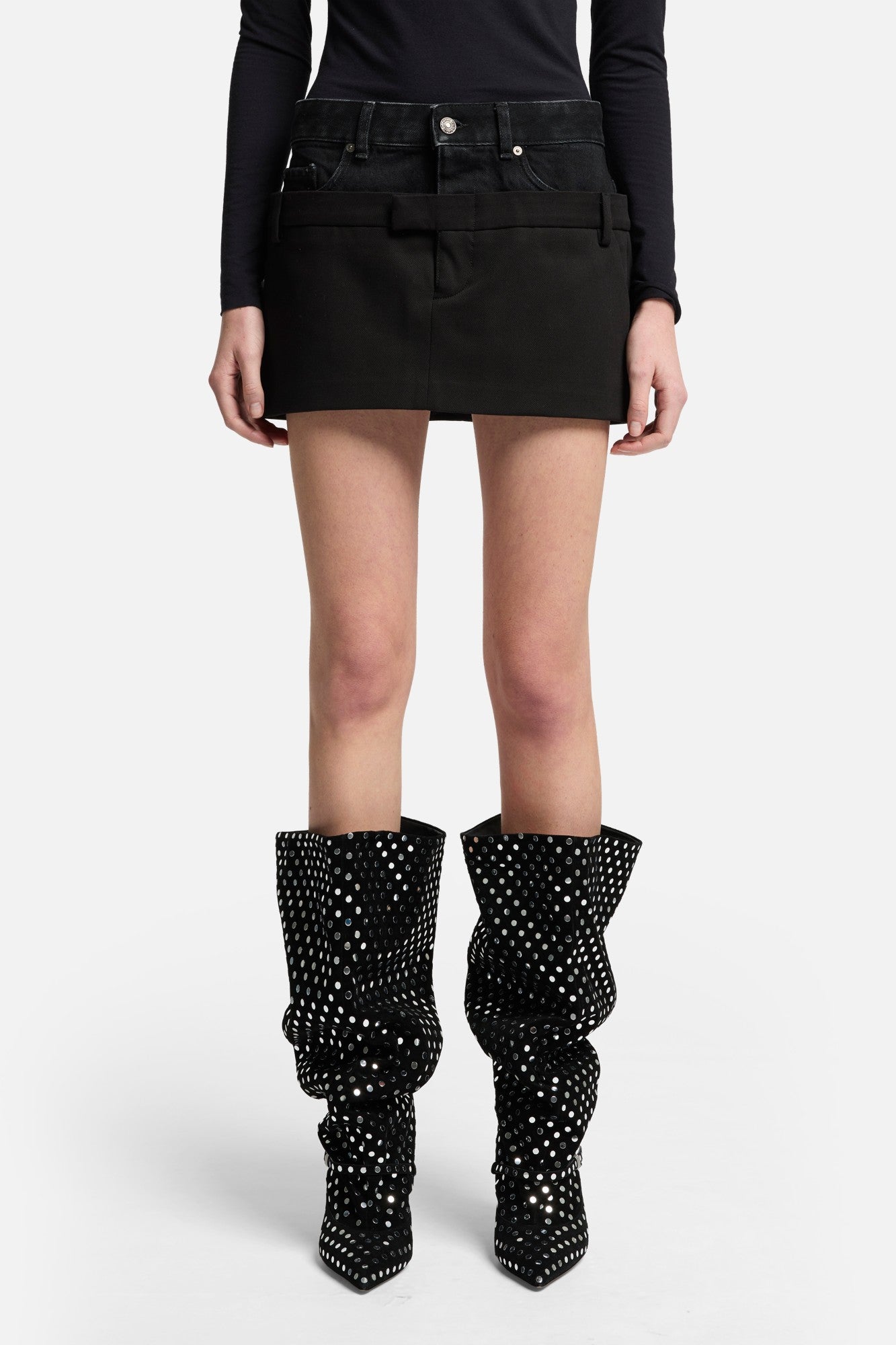 7-for-all-mankind-double-waist-skirt-black-damen-minirock image 3