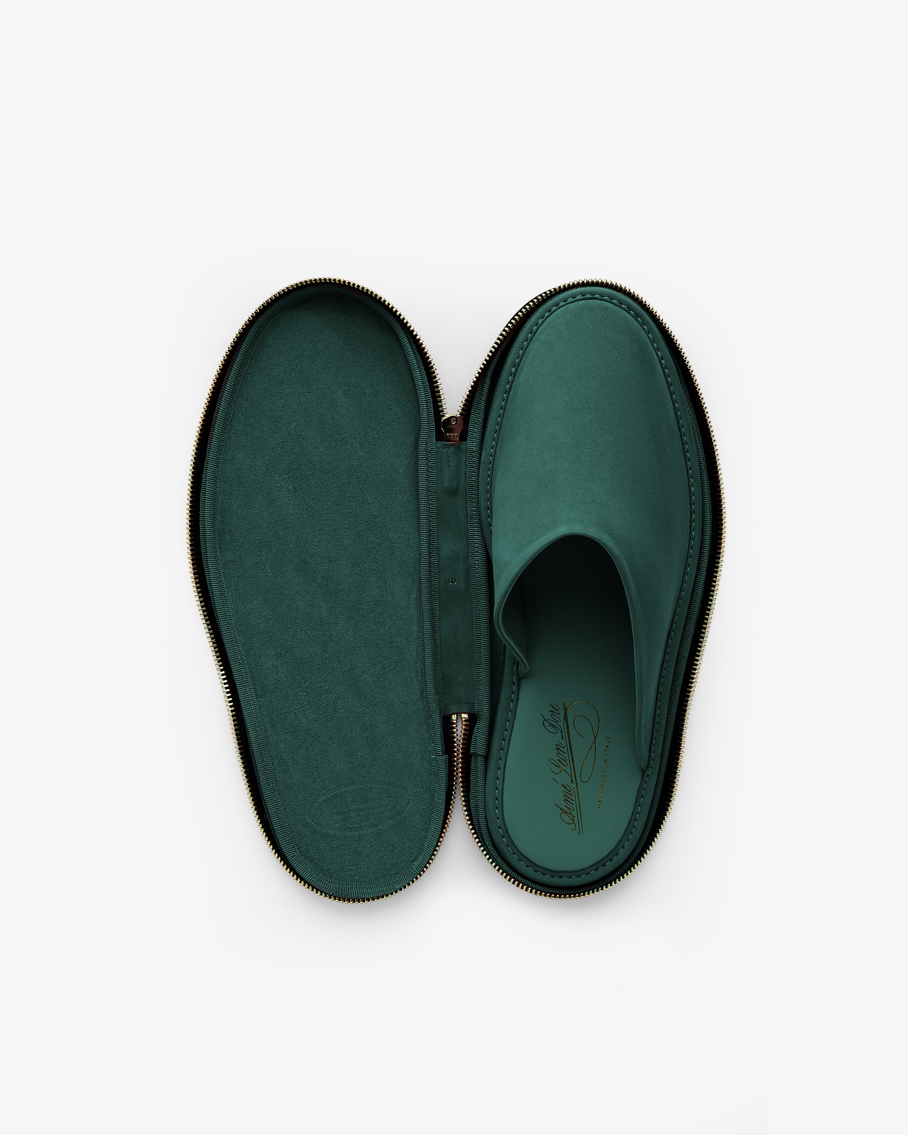 aim-leon-dore-nubuck-travel-slipper-gr-n-unisex-slipper-italien-leder image 6