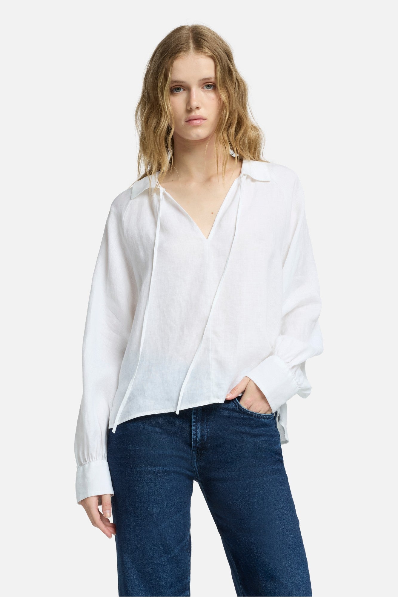 7-for-all-mankind-tie-neck-linen-blouse-optical-white-damen-bluse image 3