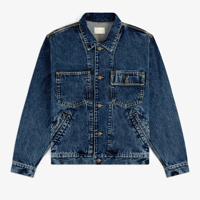 aim-leon-dore-denim-trucker-jacket-blau-italienischer-denim image 1
