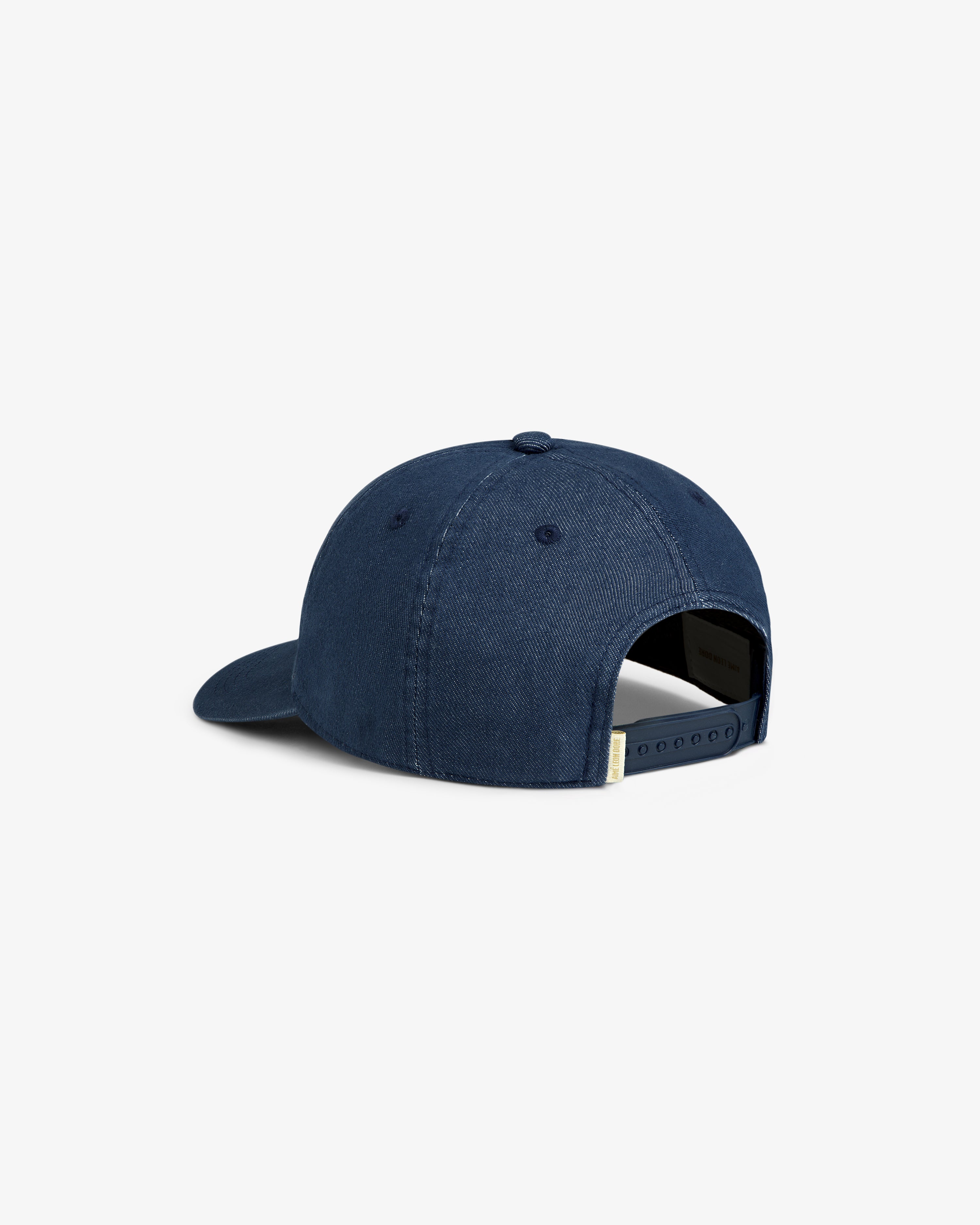 aim-leon-dore-vintage-micro-logo-hat-5-panel-cap-navy image 4