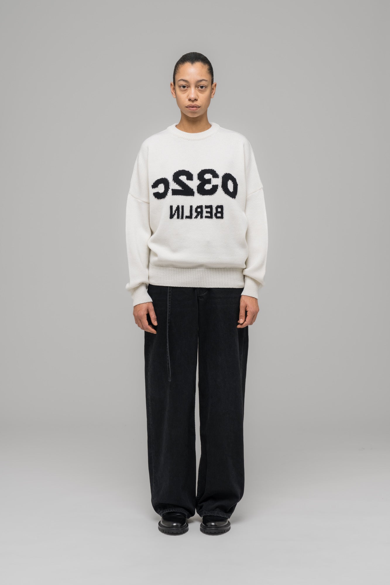 032c-selfie-sweater-white-black-merino-pullover image 1