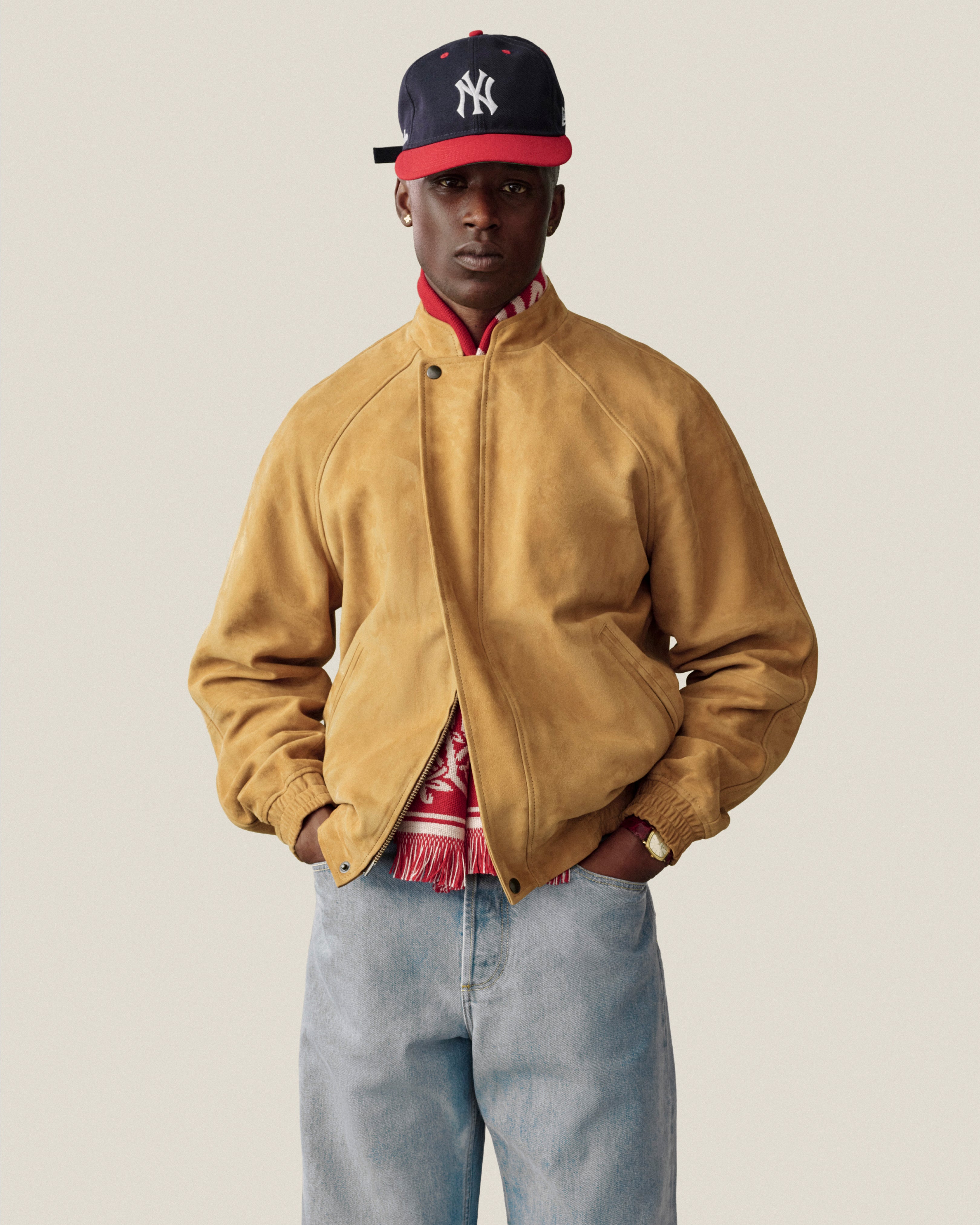 aim-leon-dore-suede-cafe-racer-jacke-tan-lederjacke image 3