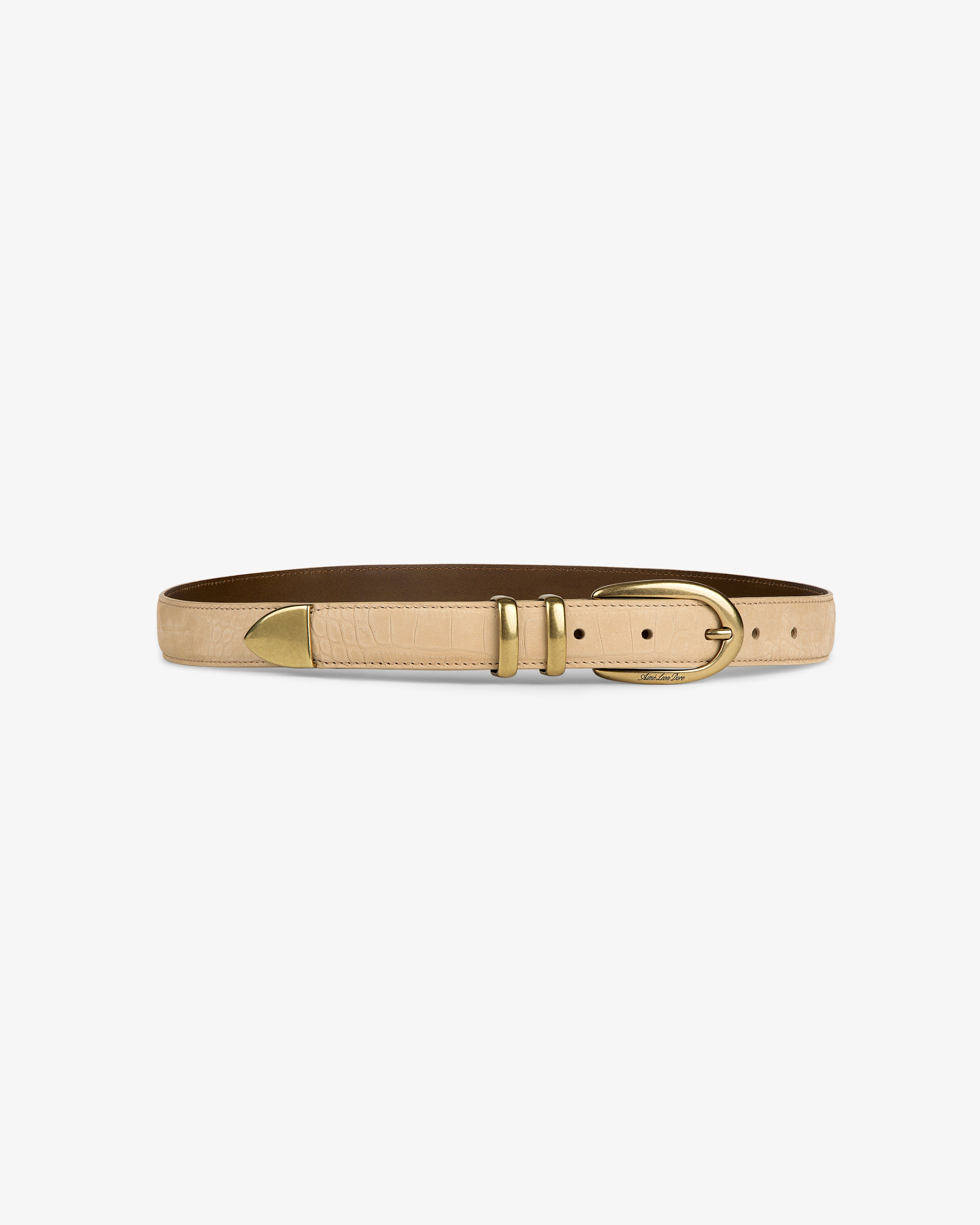 aim-leon-dore-croc-embossed-nubuck-belt-tan-lederg-rtel-aus-italien image 2