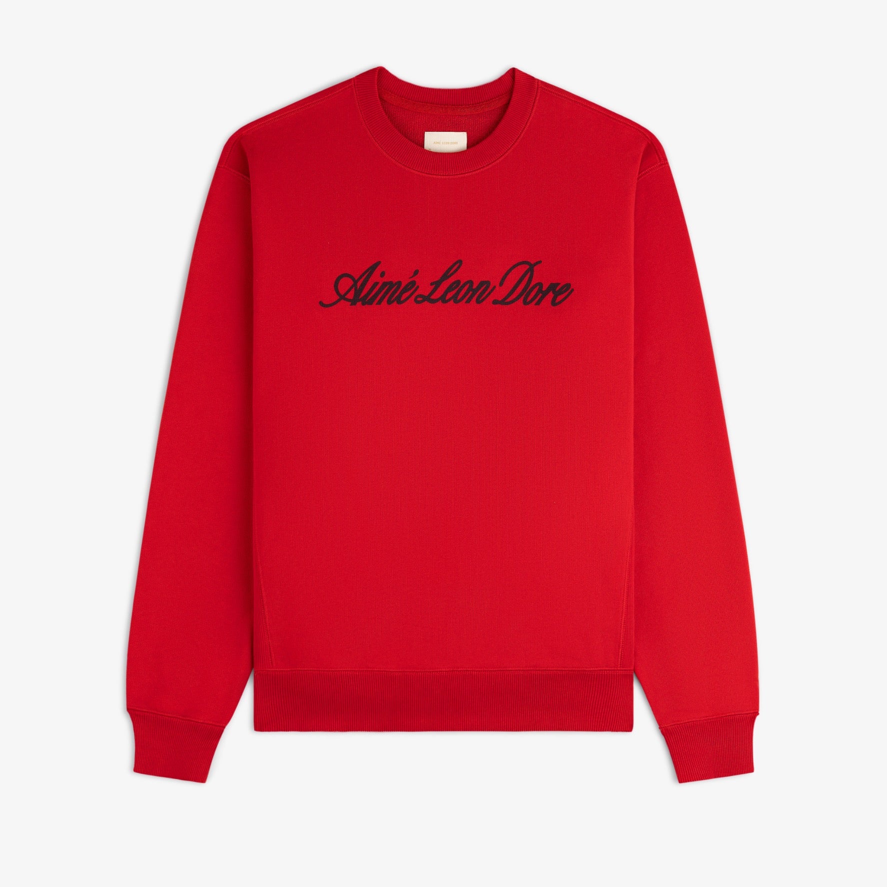 aim-leon-dore-vintage-script-crewneck-sweatshirt-sweater-rot image 1