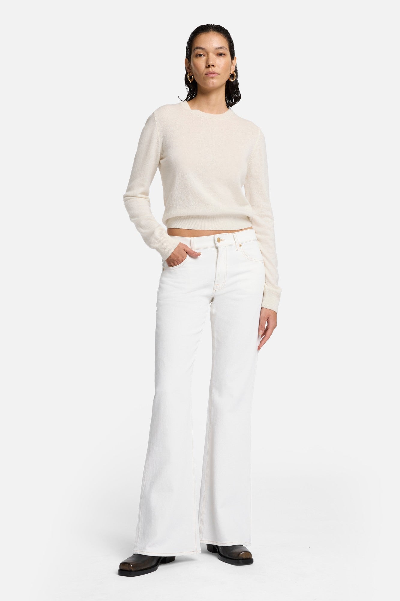 7-for-all-mankind-mankind-spencer-flare-jeans-damen-milky-way-wei image 2