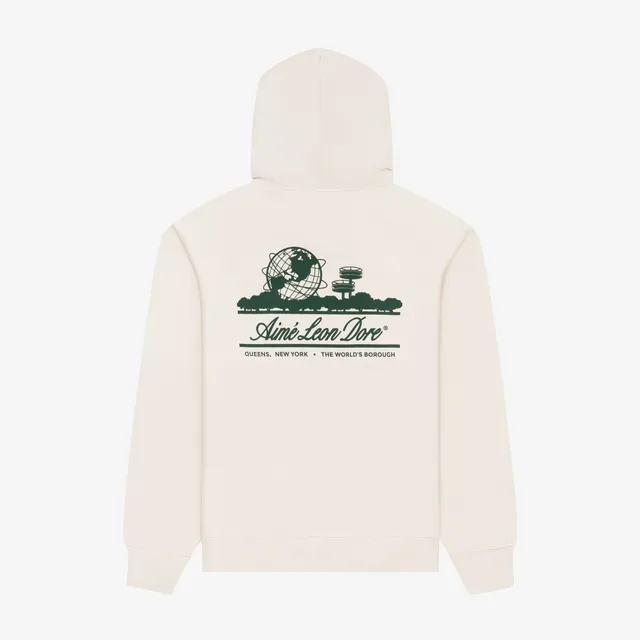aim-leon-dore-unisphere-hoodie-cream-loopback-fleece-drop-shoulder image 1