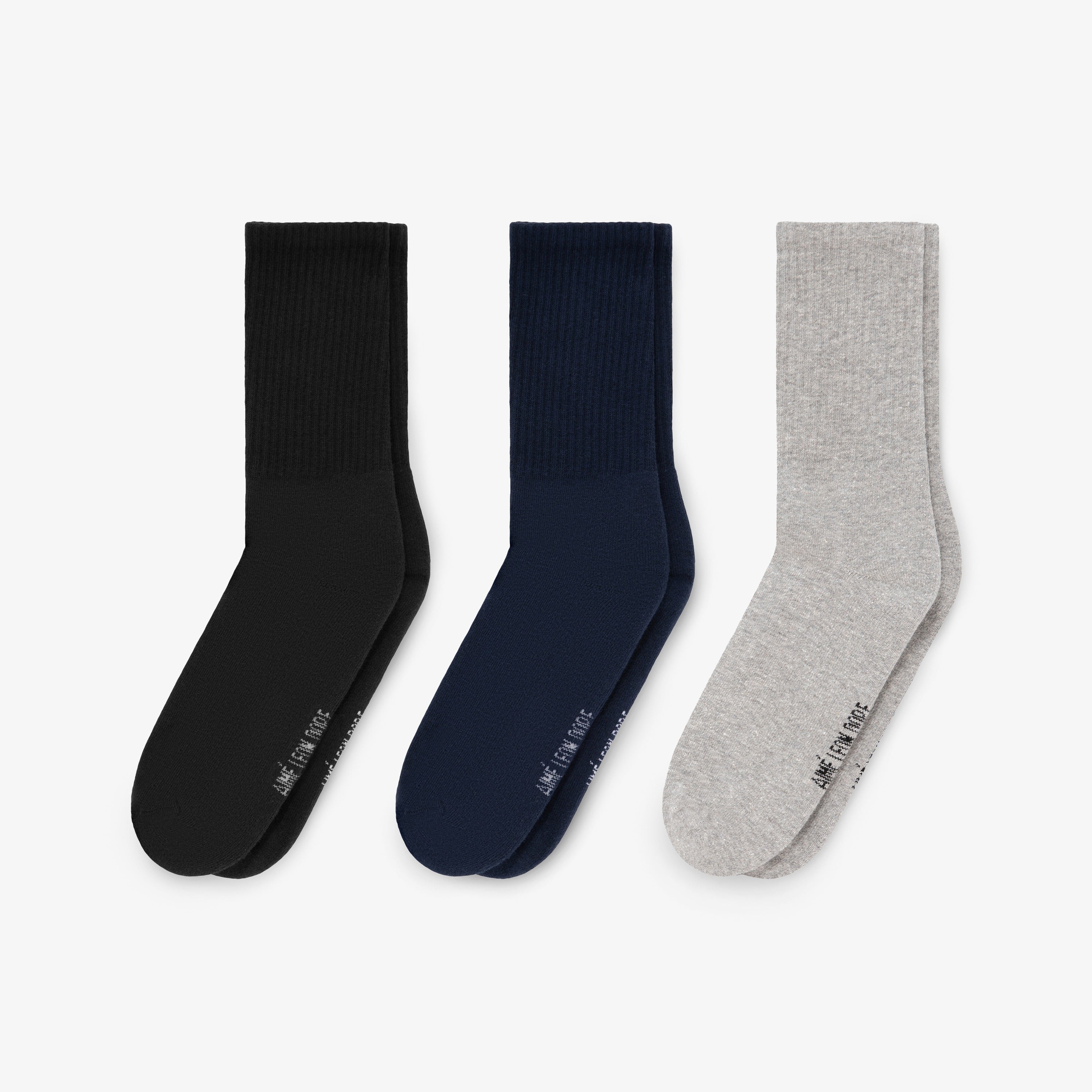 aim-leon-dore-crew-sock-3-pack-unisex-crew-socken-schwarz-navy-grau image 1