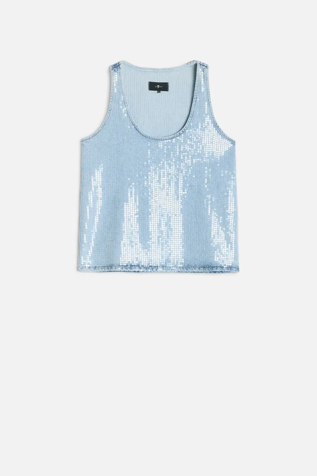 7-for-all-mankind-mankind-long-tank-damen-top-shimmer-pailletten image 1