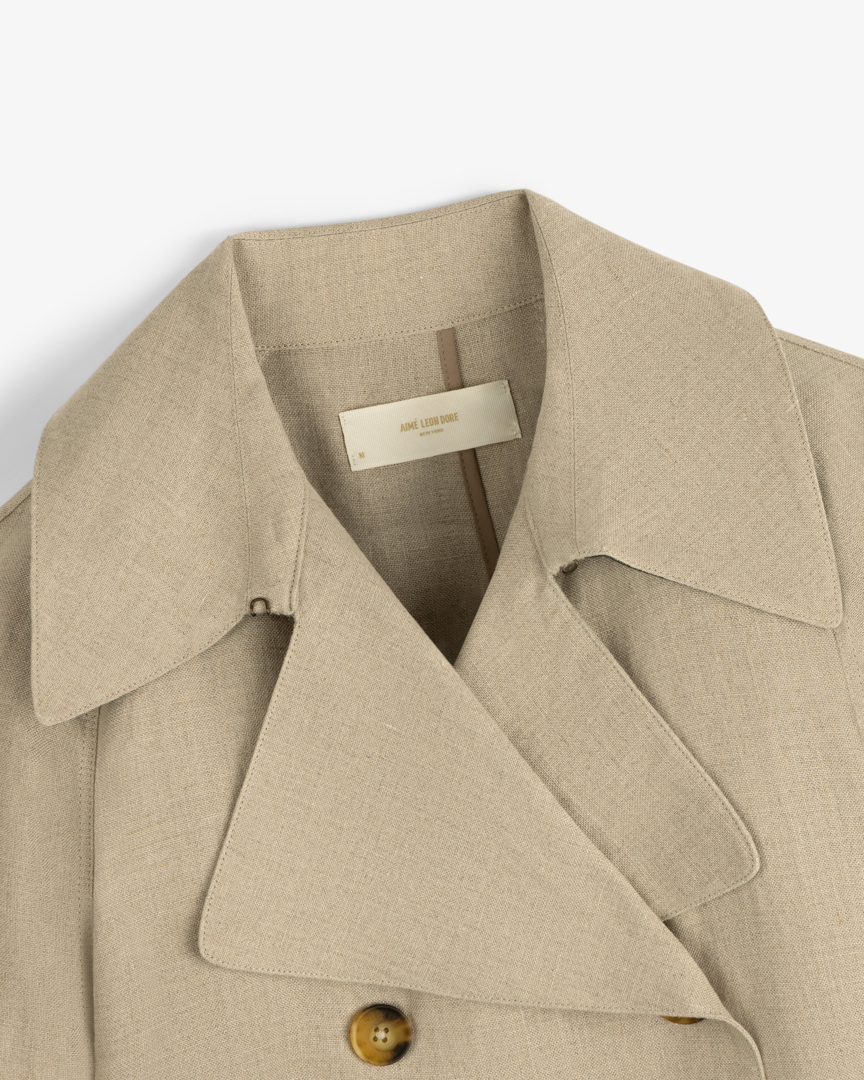 aim-leon-dore-linen-trench-coat-tan-irisches-leinen-damen image 4