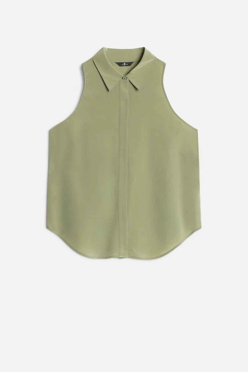7-for-all-mankind-sleeveless-silk-button-down-damen-bluse-army image 1