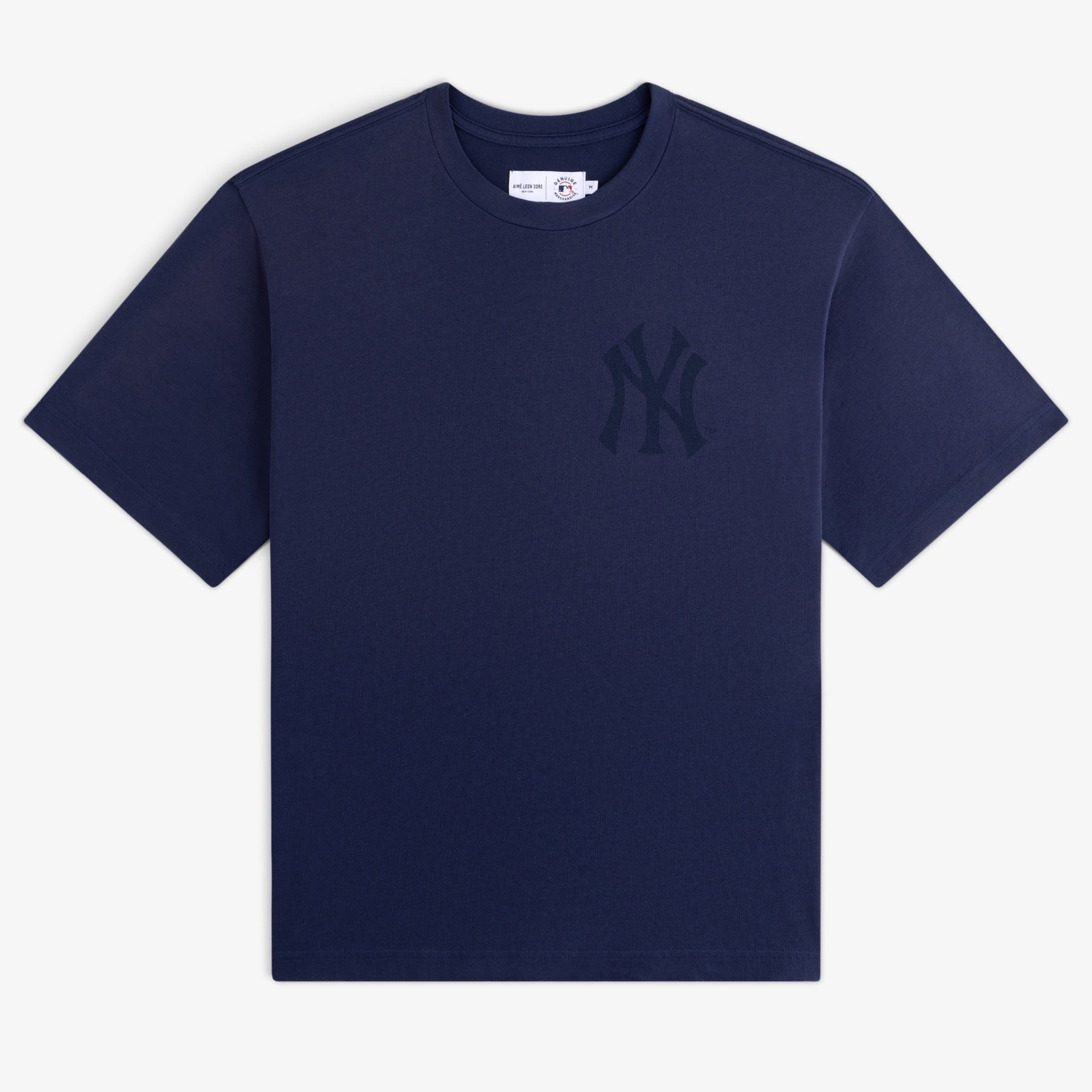 aim-leon-dore-yankees-washed-logo-tee-navy-t-shirt image 1