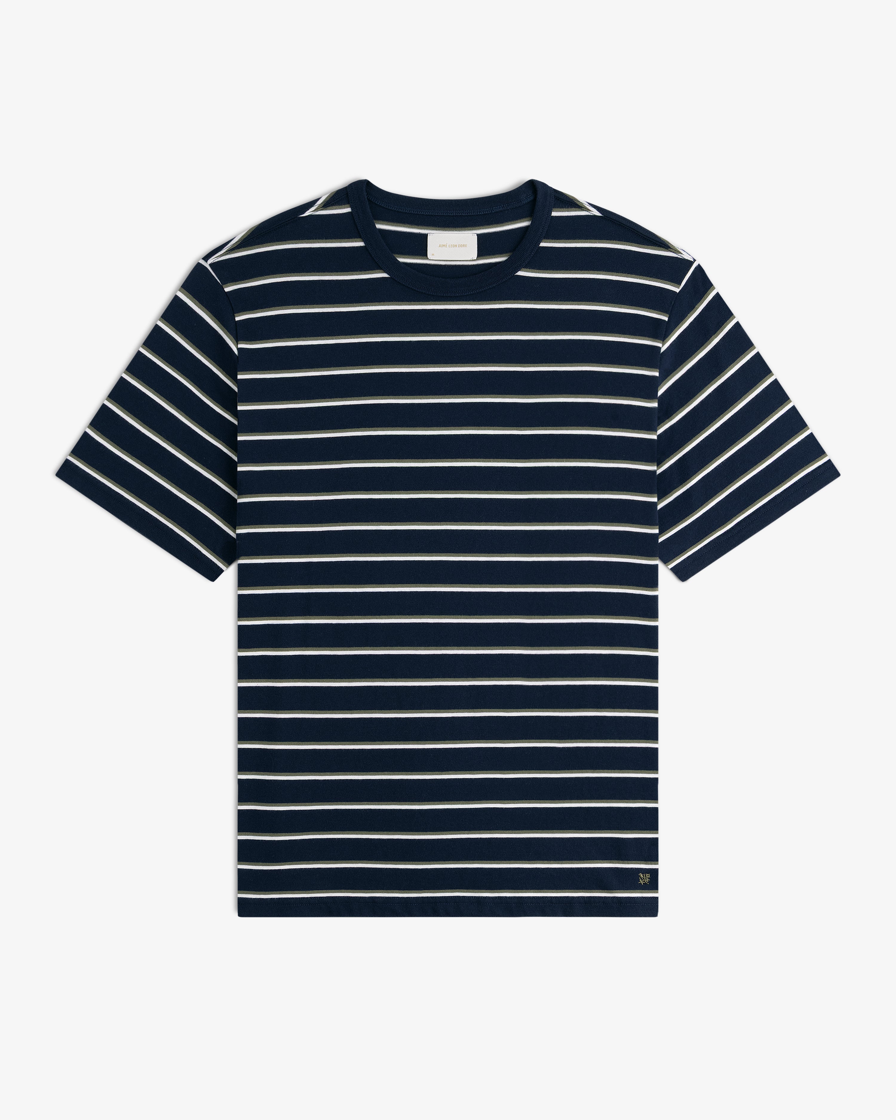 aim-leon-dore-yarn-dyed-striped-t-shirt-navy image 2