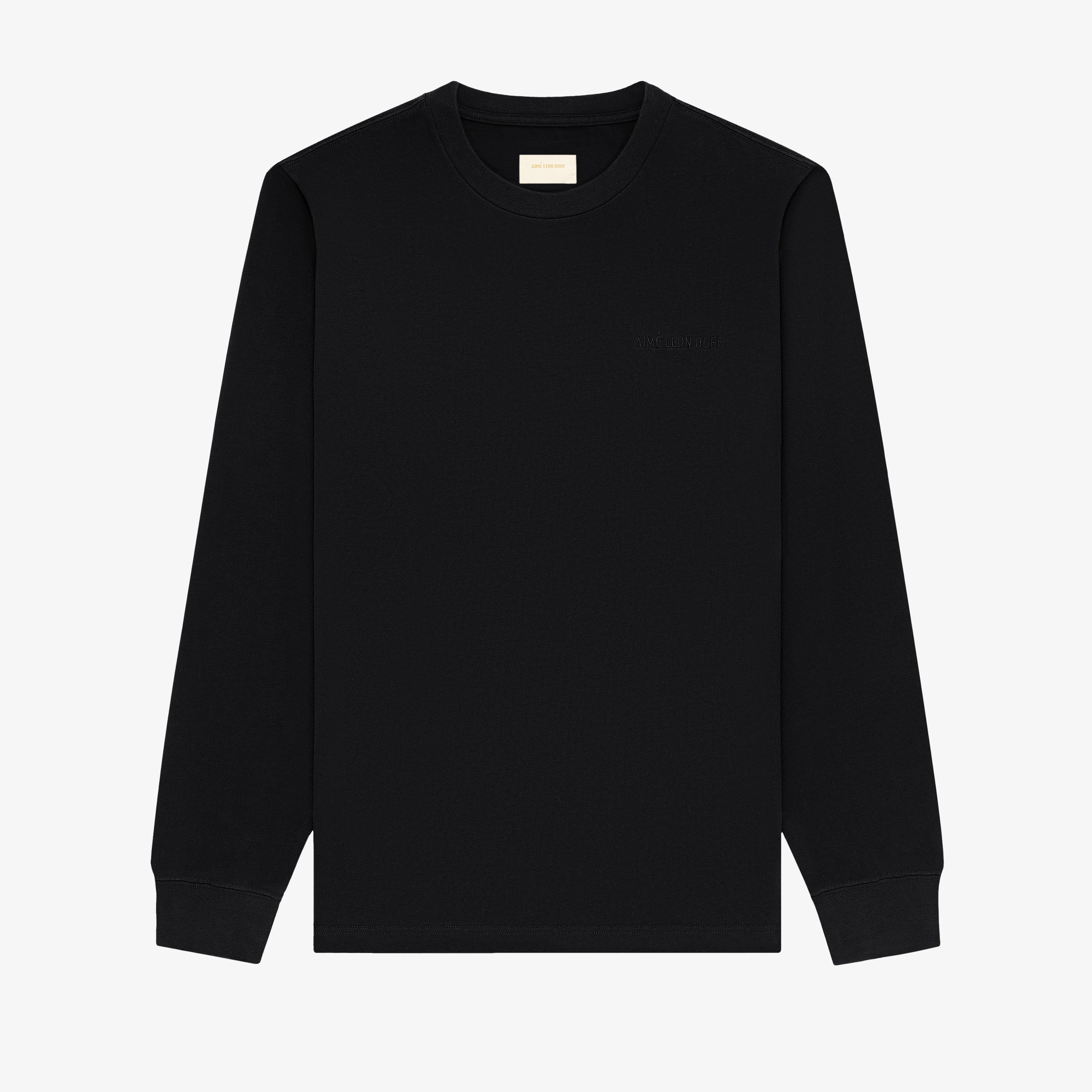 aim-leon-dore-tonal-logo-long-sleeve-tee-langarmshirt-schwarz-baumwolle image 1