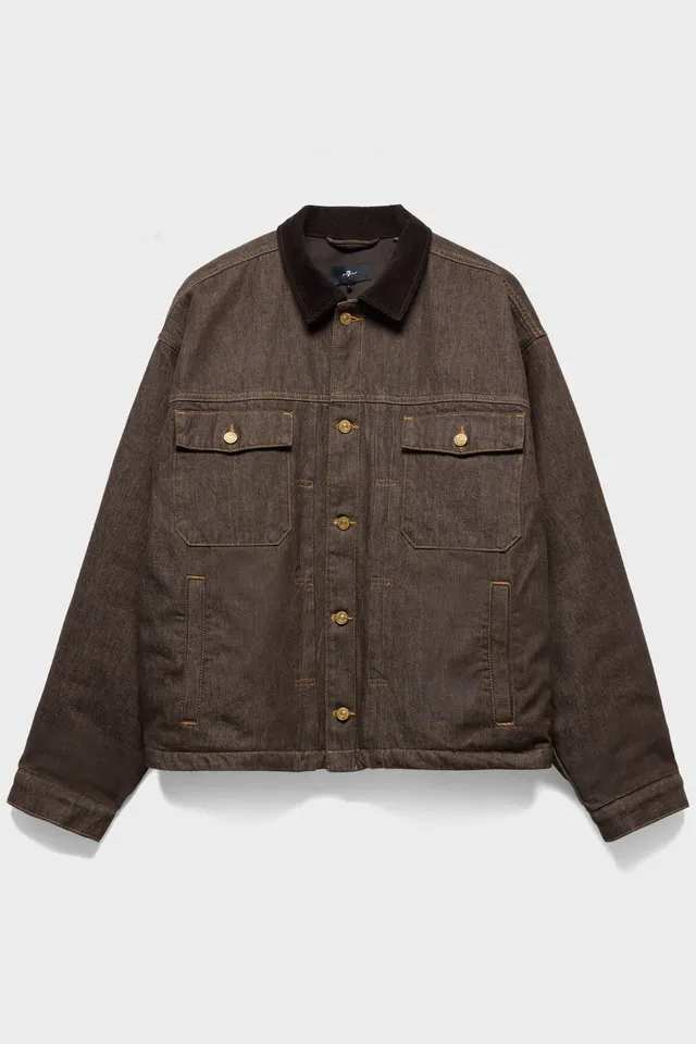 7-for-all-mankind-pleated-trucker-jacke-denim-deep-earth-herren image 1