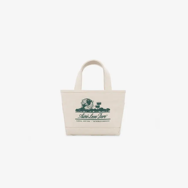 aim-leon-dore-mini-unisphere-tote-bag-creme-gr-ne-canvas-tasche image 1