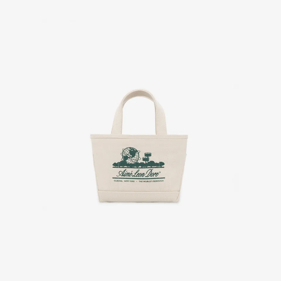 aim-leon-dore-mini-unisphere-tote-bag-creme-gr-ne-canvas-tasche image 1