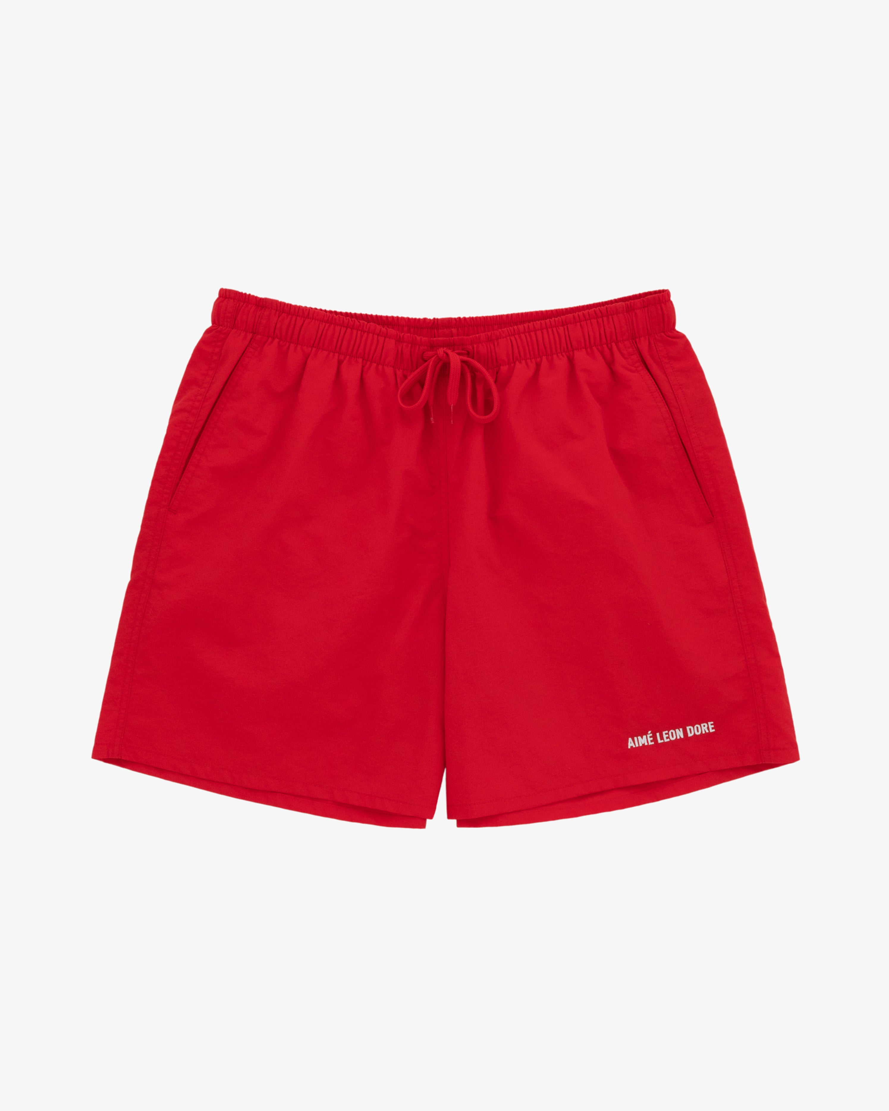 aim-leon-dore-logo-swim-short-rote-badeshorts-polyamid-mesh image 2