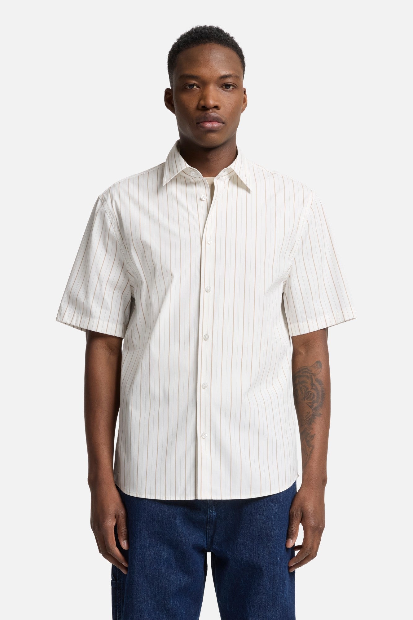 7-for-all-mankind-kurzarm-poplin-hemd-beige-stripe-herren image 3