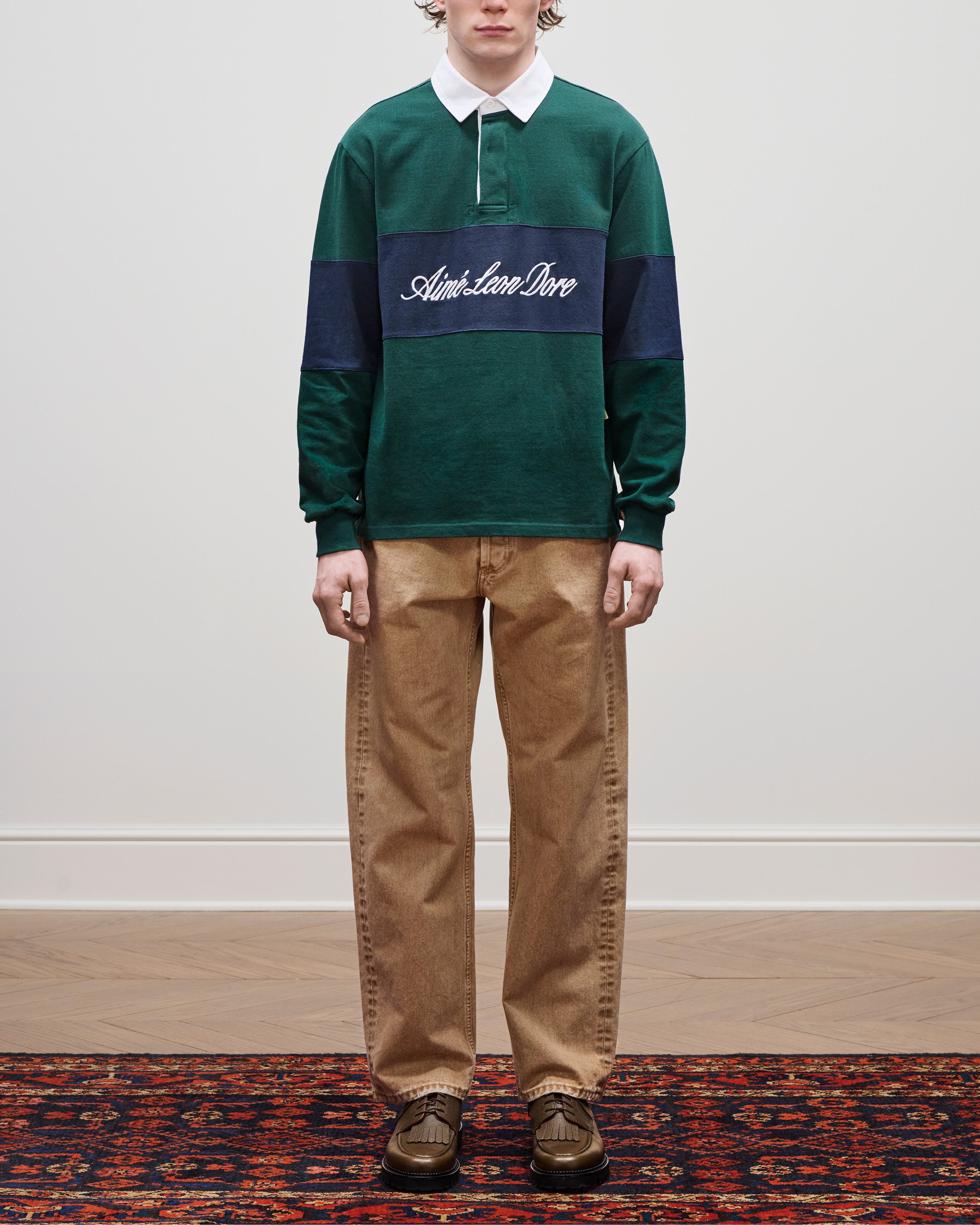 aim-leon-dore-script-paneled-rugby-gr-n-325-gsm image 3