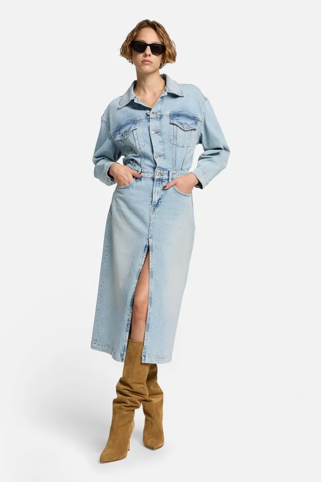 7-for-all-mankind-mankind-relaxed-denim-midikleid-sahara image 1