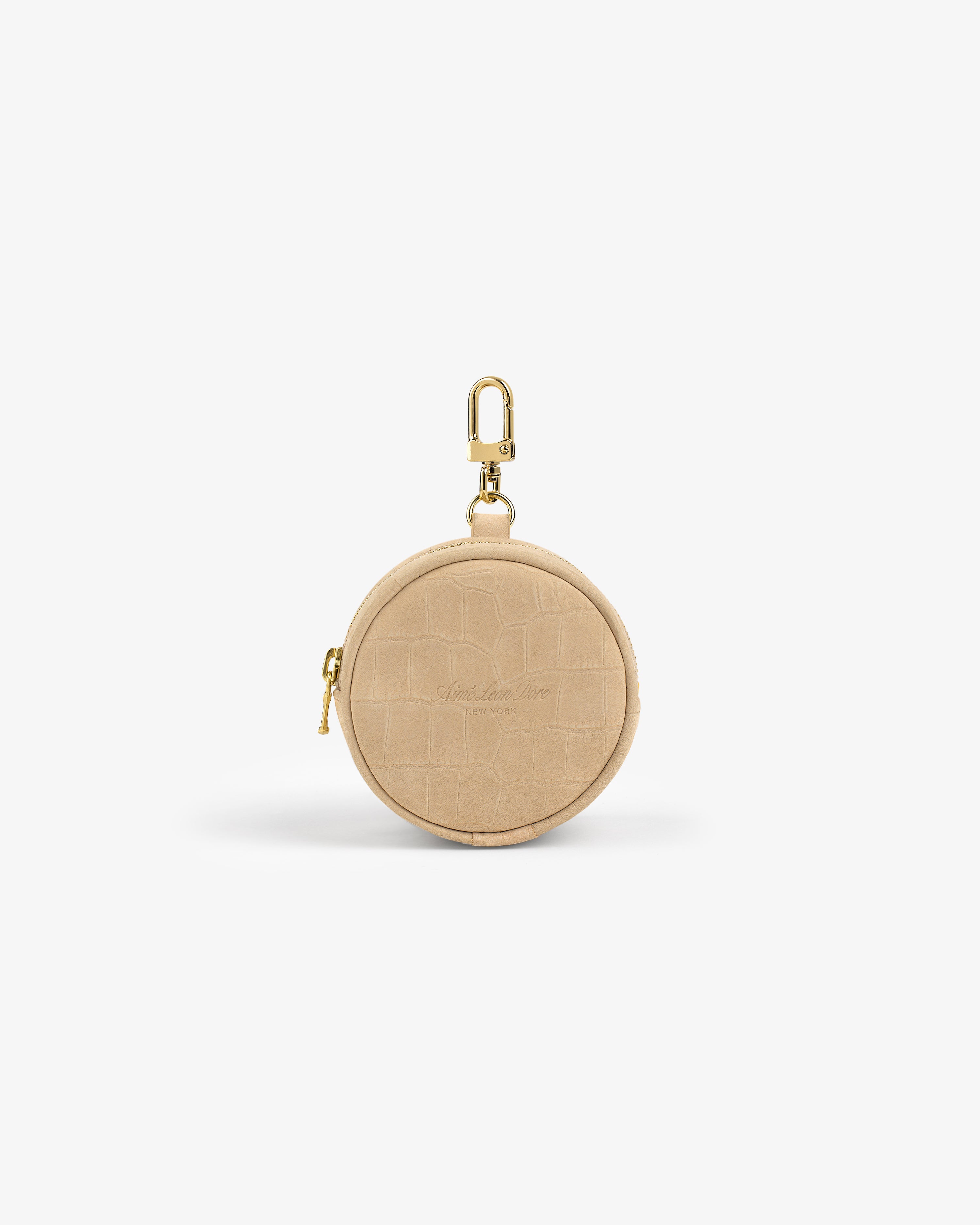aim-leon-dore-croc-embossed-nubuck-keychain-pouch-tan image 2