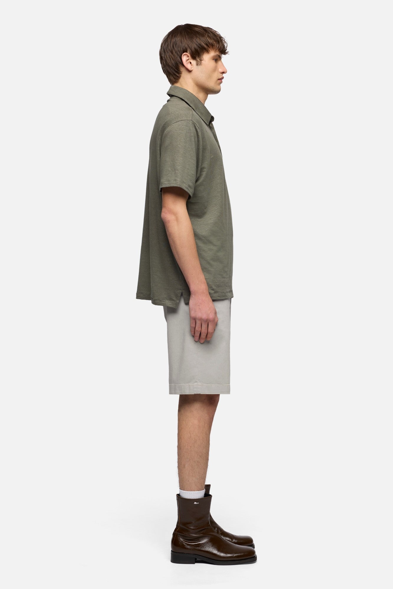 7-for-all-mankind-polo-aus-leinenmix-in-army image 6