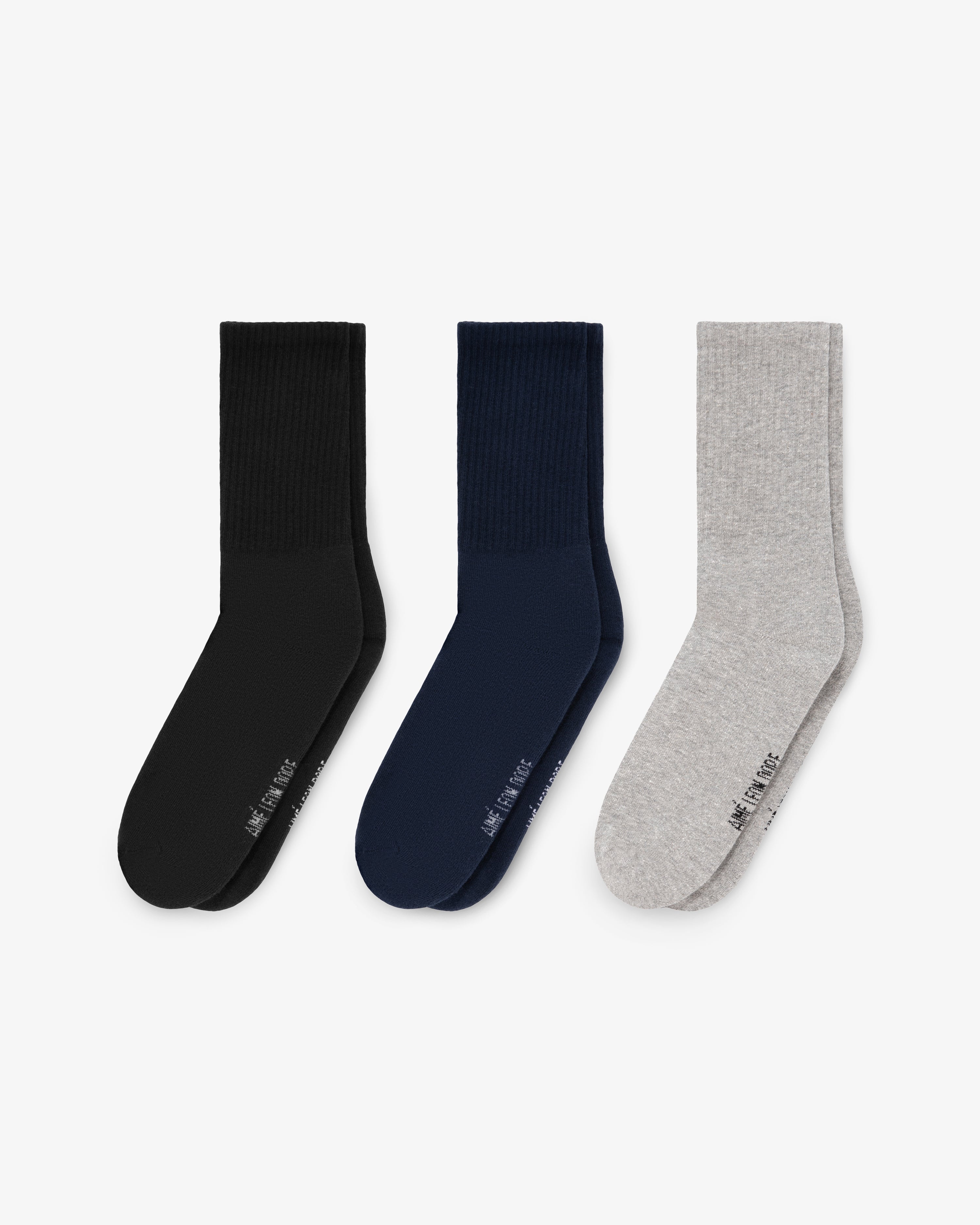 aim-leon-dore-crew-sock-3-pack-unisex-crew-socken-schwarz-navy-grau image 2