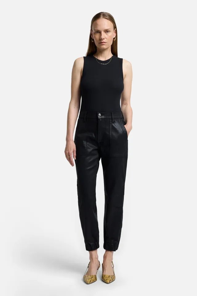 7-for-all-mankind-darted-boyfriend-jogger-coated-damen-jeans-in-black image 1