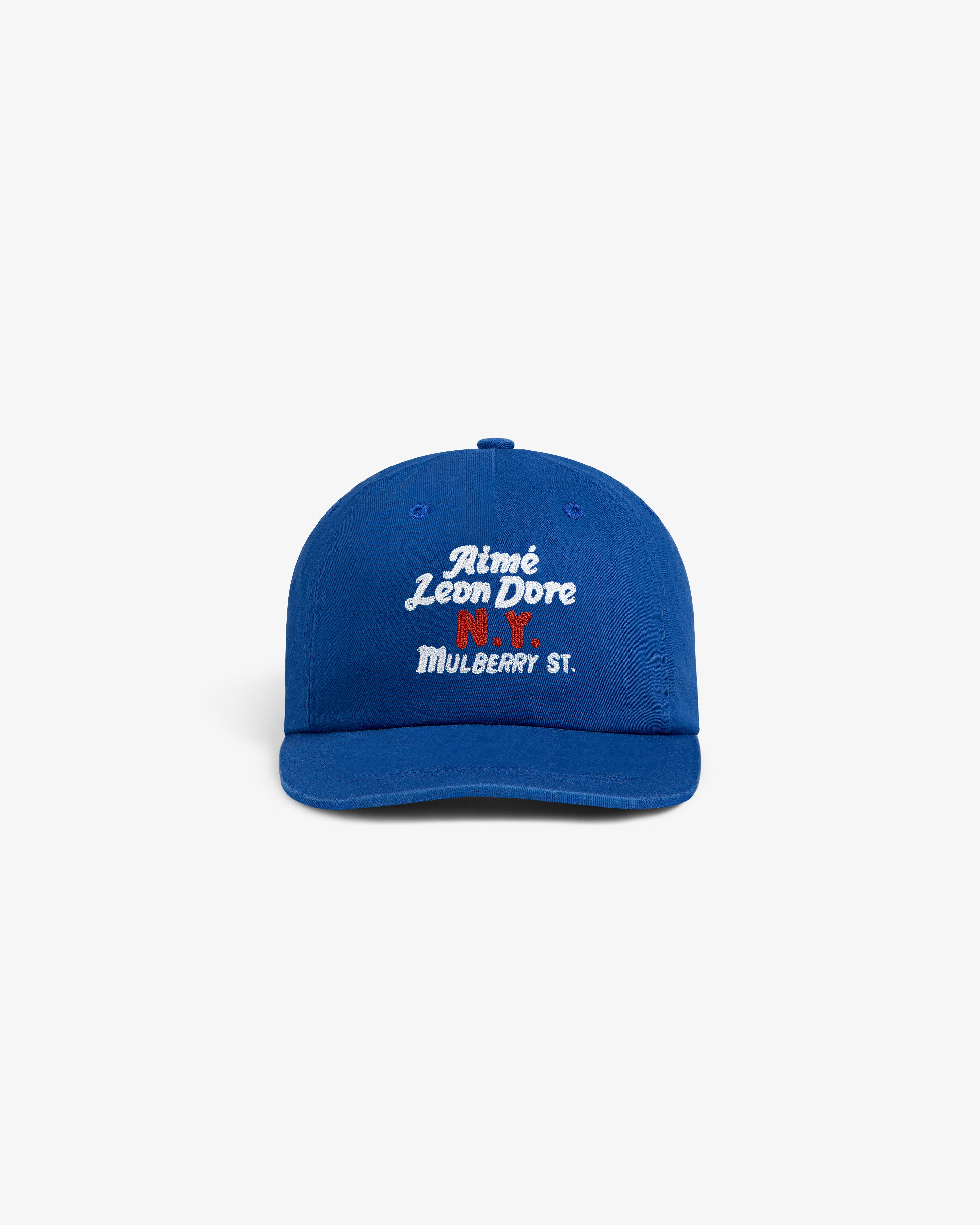 aim-leon-dore-mulberry-chainstitch-hat-blaue-5-panel-cap image 2