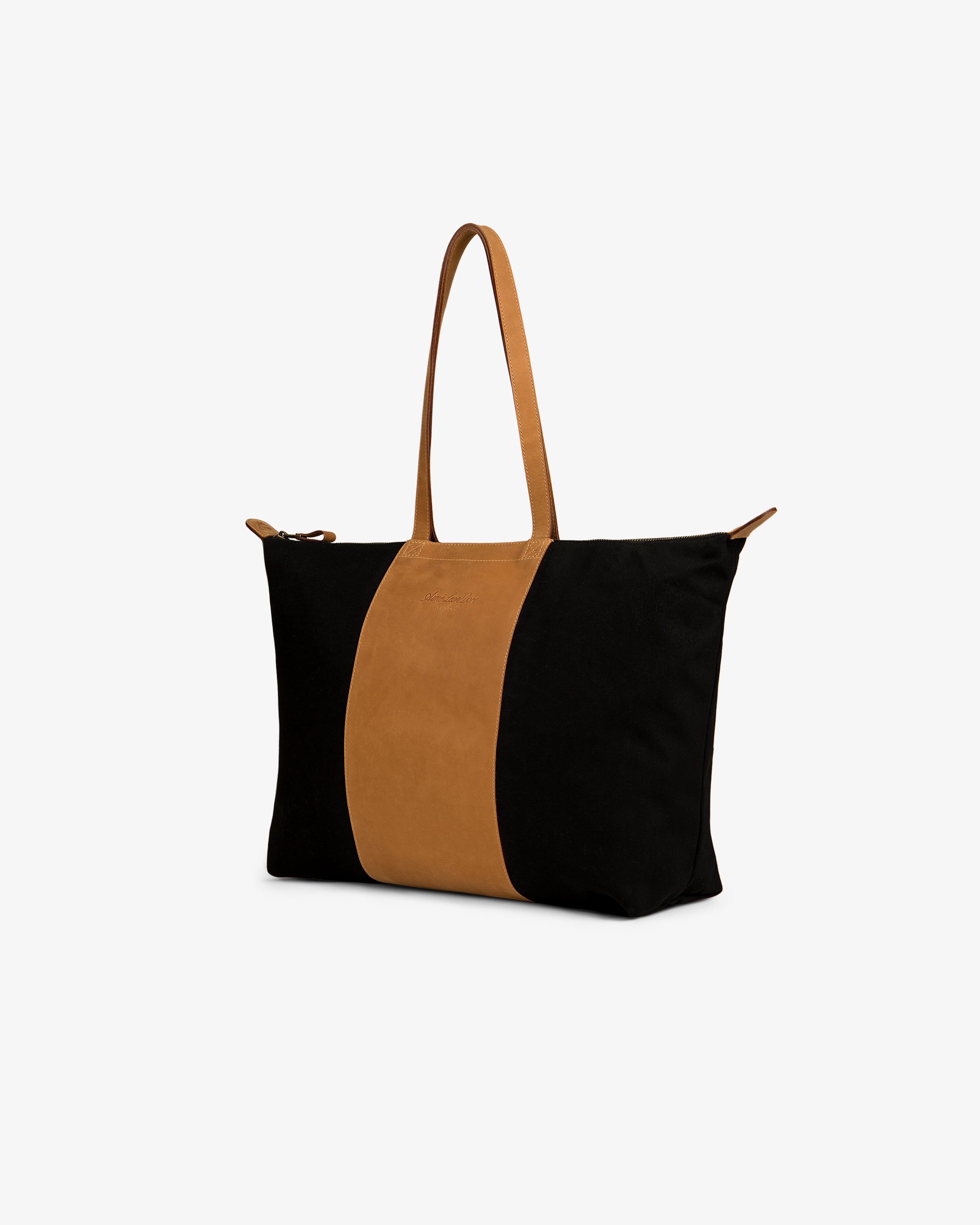 aim-leon-dore-leather-canvas-zip-tote-tasche-schwarz-21-2-zoll image 4