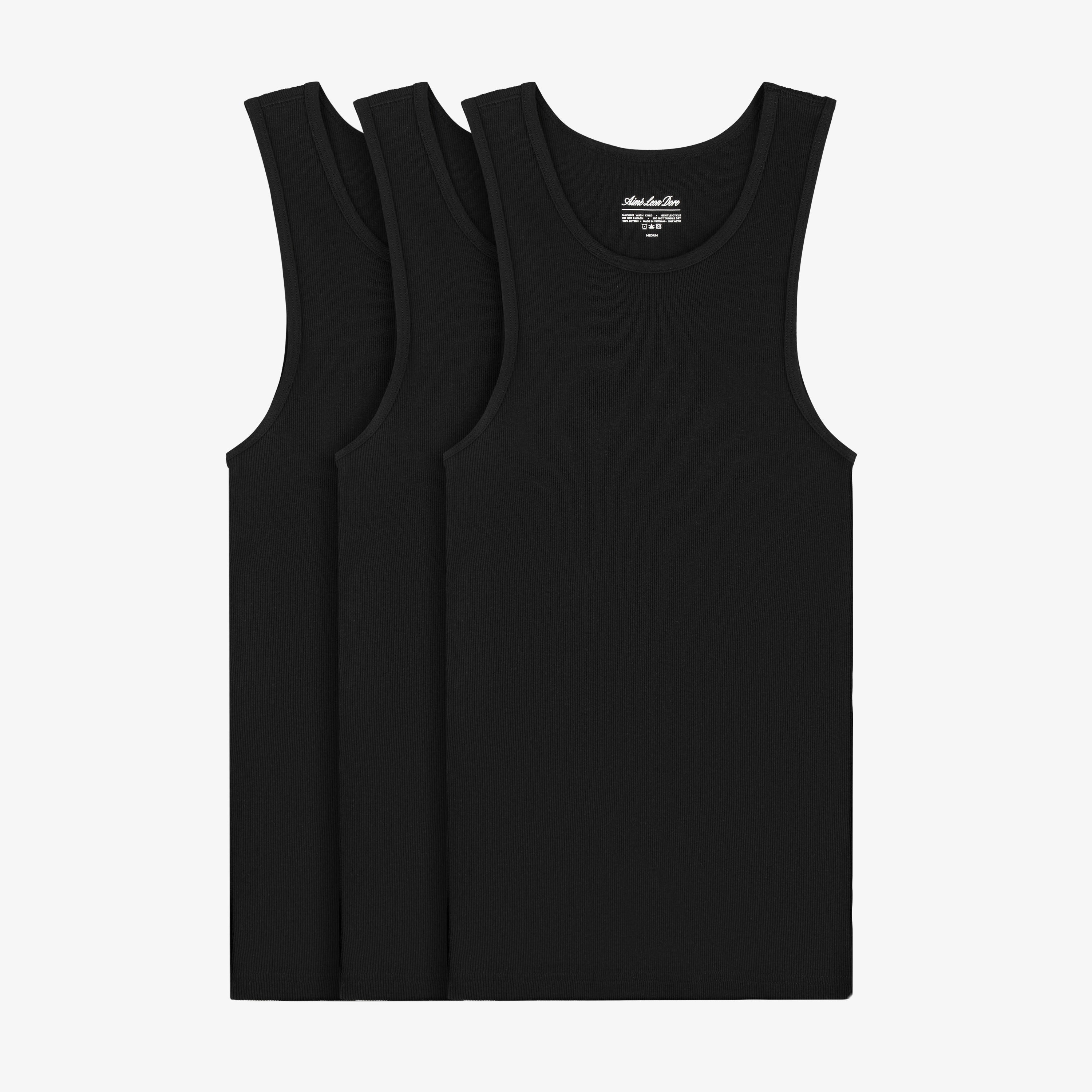 aim-leon-dore-tank-top-3-pack-schwarz-aus-baumwolle image 1