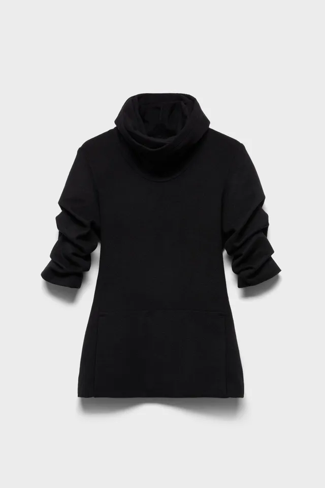 7-for-all-mankind-ruched-high-neck-minikleid-wollmix-schwarz image 1