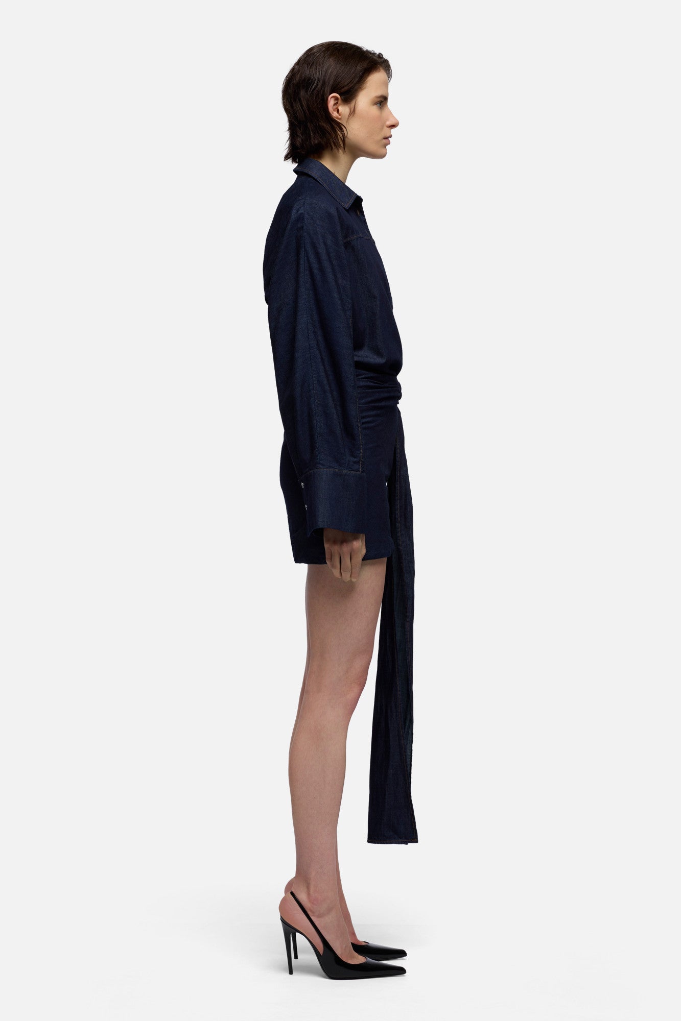 7-for-all-mankind-waist-tie-dress-damen-denim-abyss-dunkel image 6