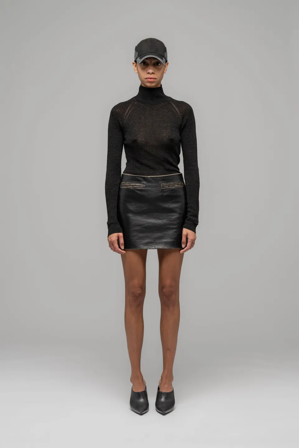 032c-uma-leather-mini-skirt-lederrock-bi-color image 1
