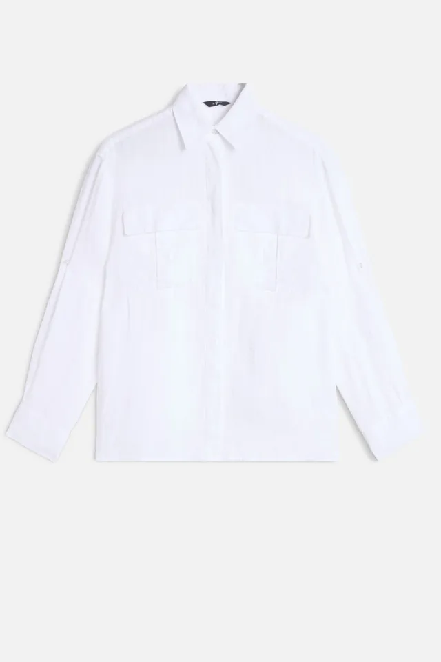 7-for-all-mankind-utility-long-sleeve-hemd-in-linen-white image 1