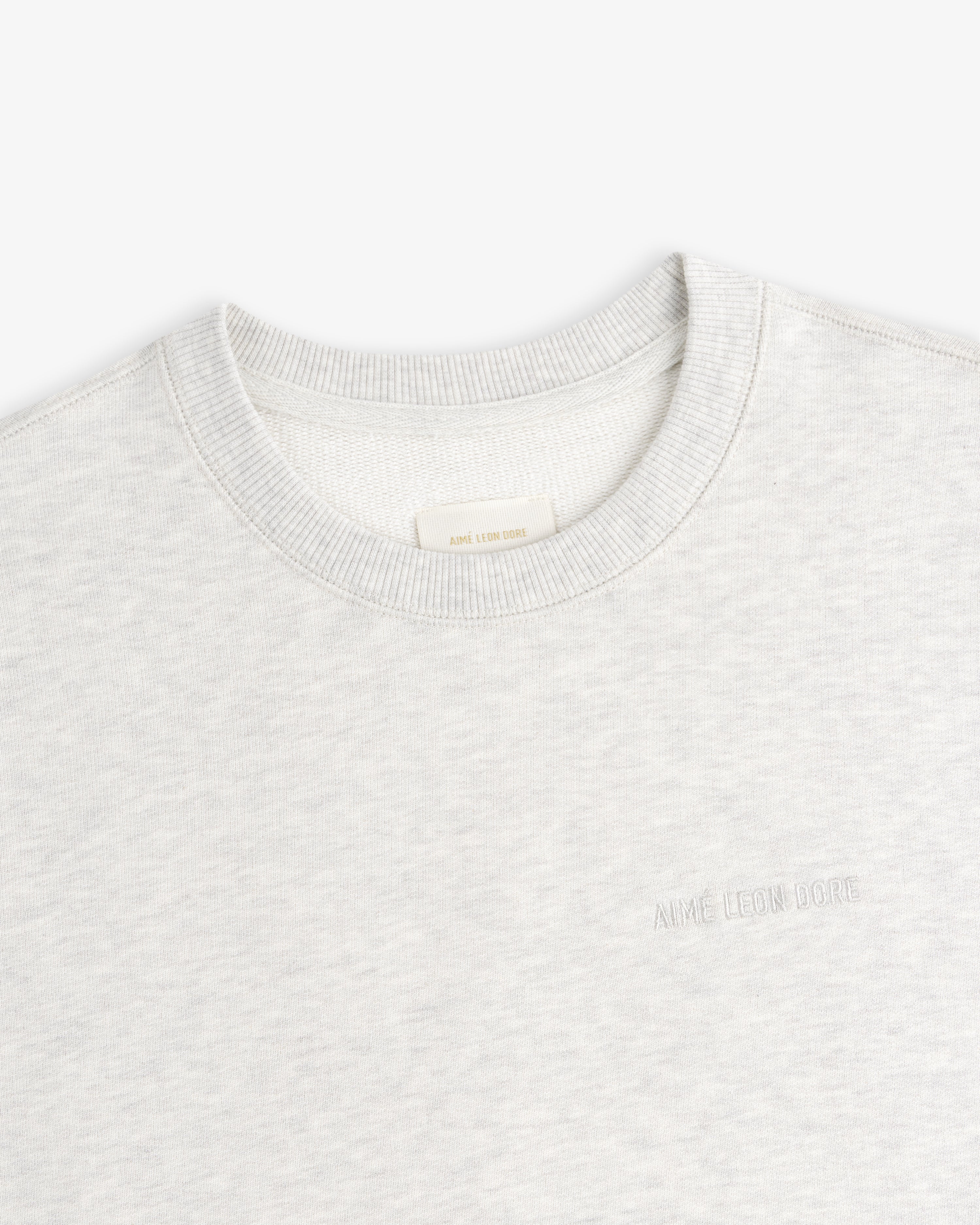 aim-leon-dore-tonal-logo-crewneck-sweatshirt-oatmeal image 4