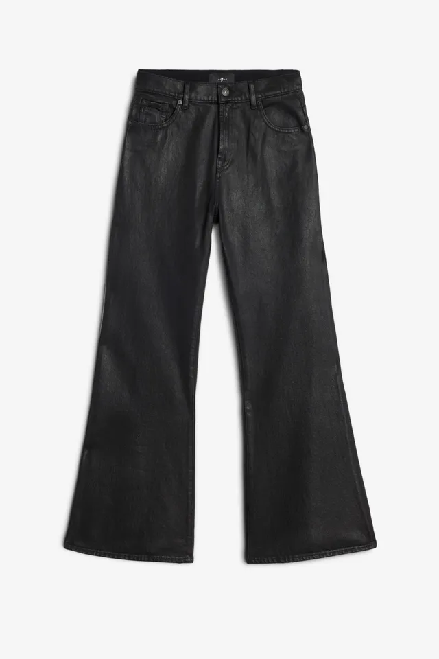 7-for-all-mankind-spencer-flare-coated-denim-jeans-blackcat image 1