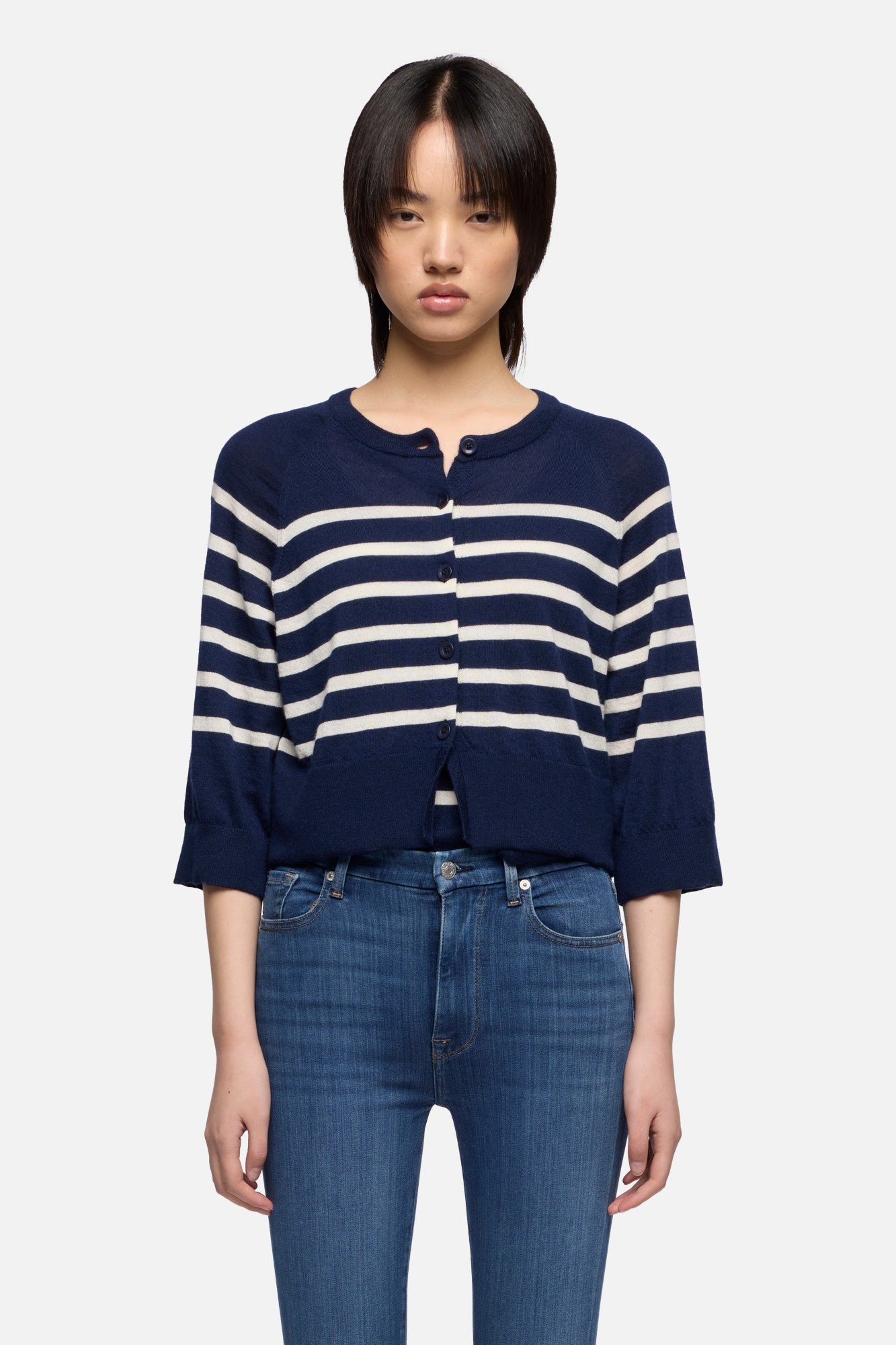 7-for-all-mankind-bubble-cardigan-kaschmir-gestreift-ink-damen image 3