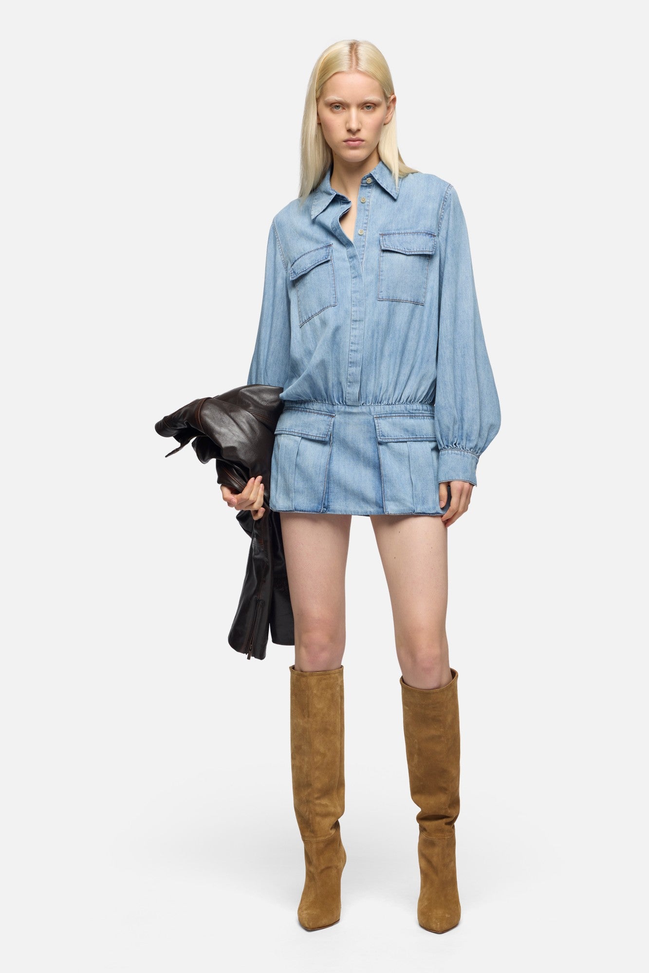 7-for-all-mankind-utility-mini-dress-damen-minikleid-in-chambray-loft image 2