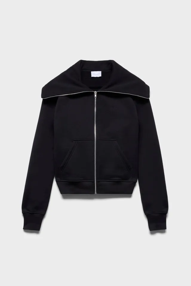 7-for-all-mankind-high-neck-zip-hoodie-cropped-black image 1