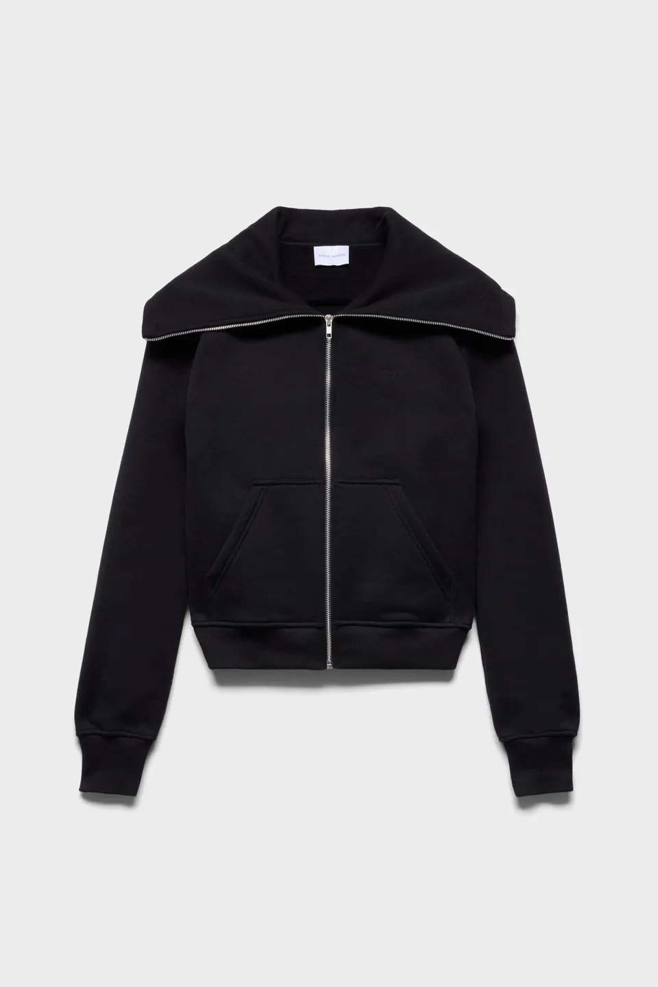 7-for-all-mankind-high-neck-zip-hoodie-cropped-black image 1
