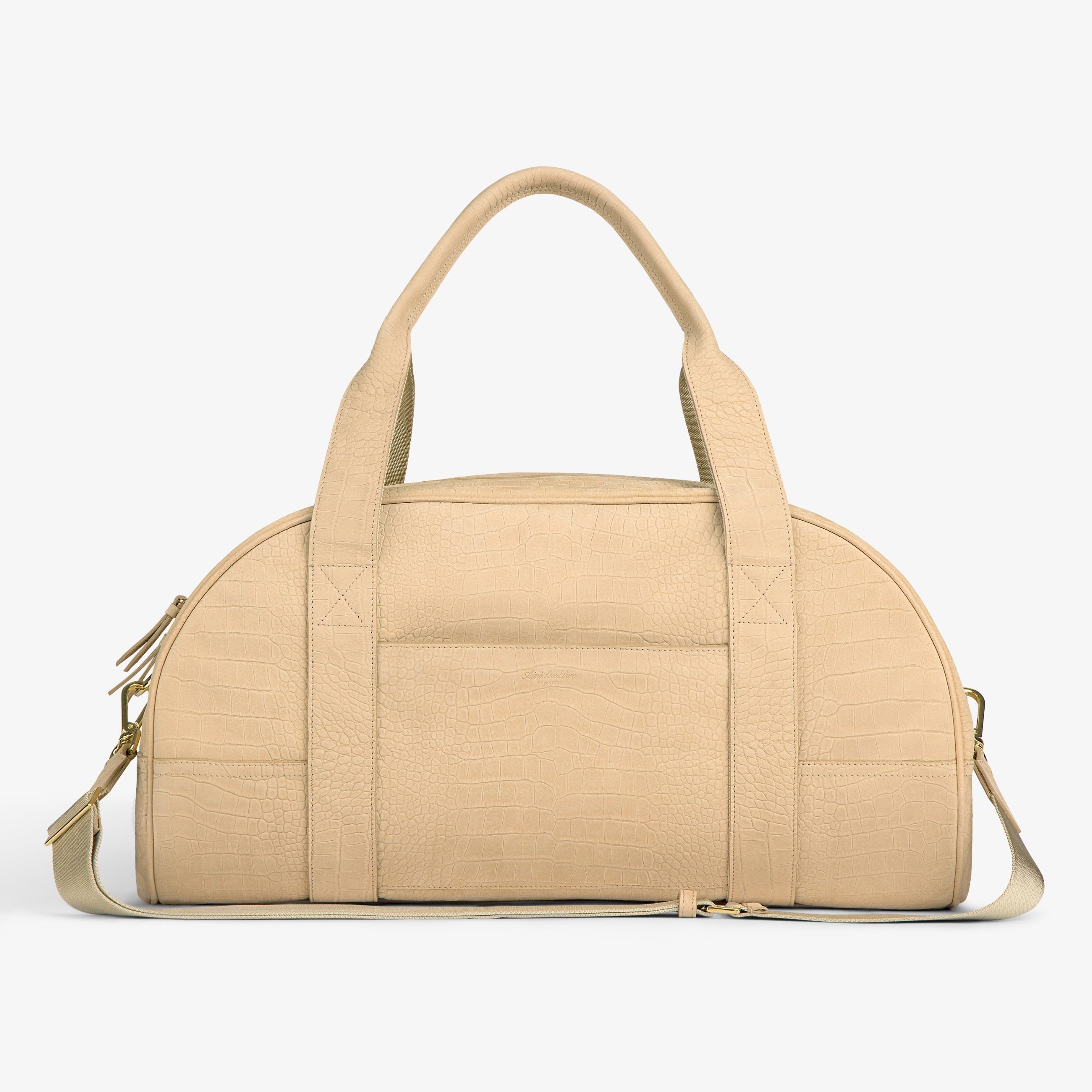 aim-leon-dore-croc-embossed-nubuck-duffle-tan-weekender image 1