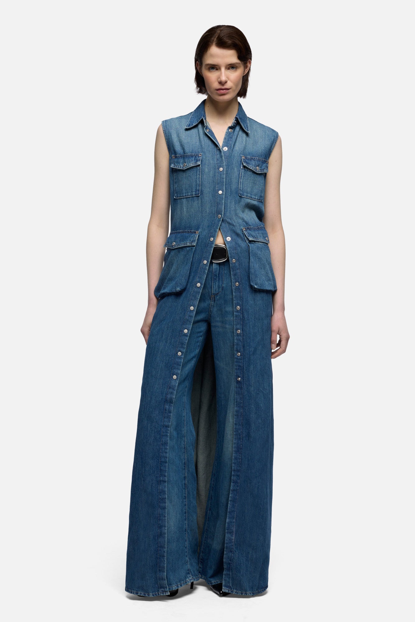 7-for-all-mankind-cargo-sleeveless-dress-indigo-linen-ocean-mist image 2