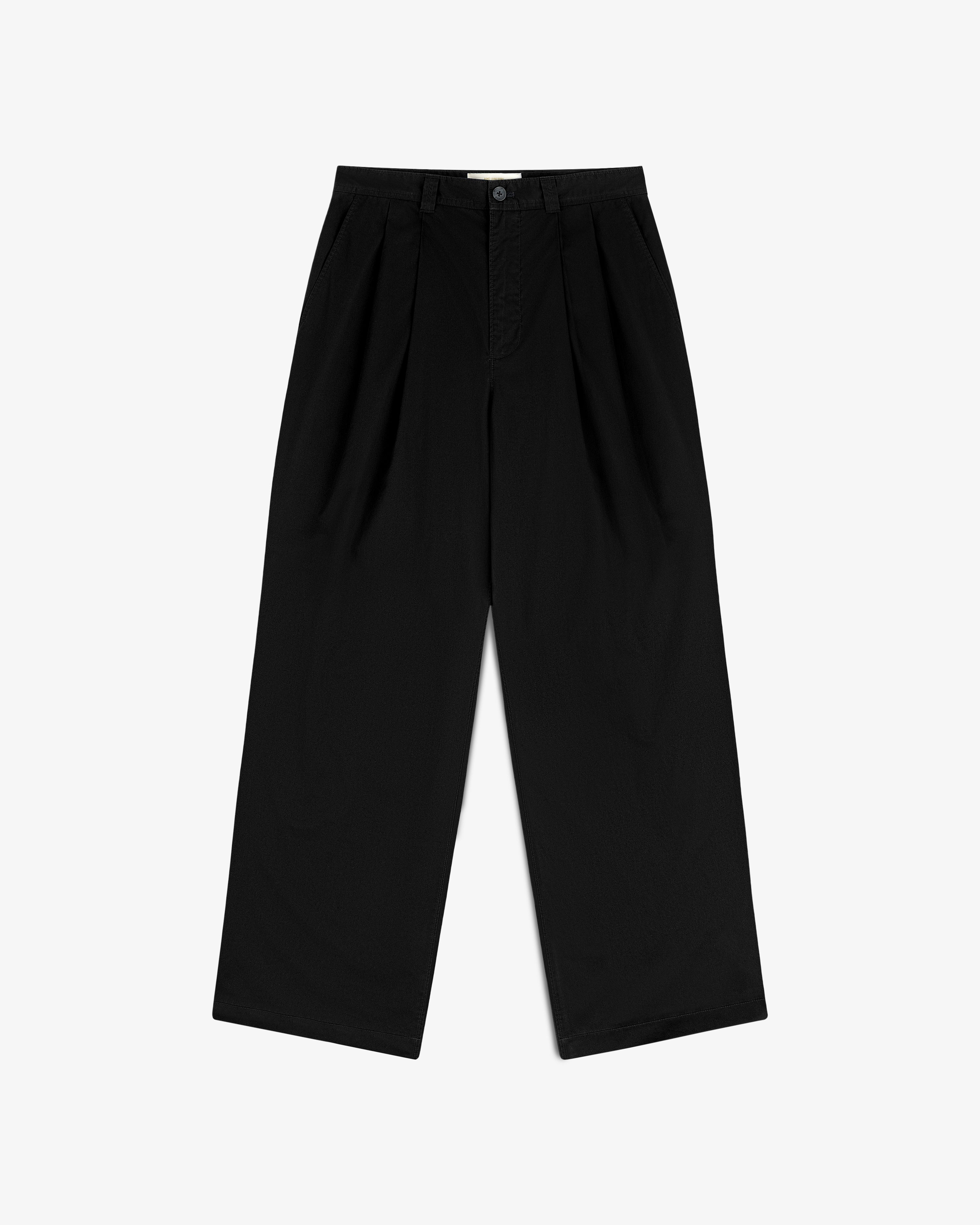 aim-leon-dore-double-pleated-officer-pant-schwarze-baumwoll-hose-straight-fit image 2