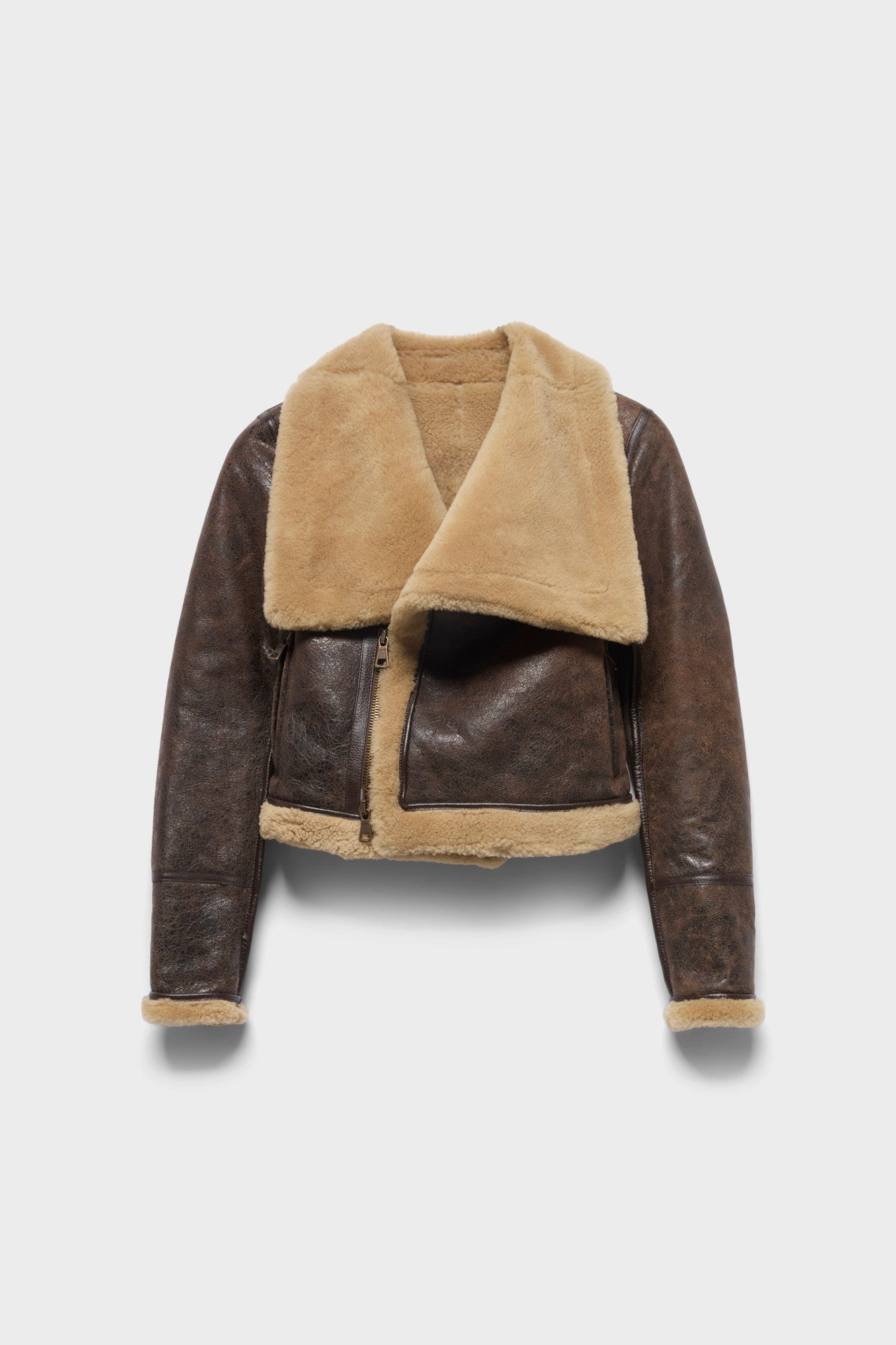 7-for-all-mankind-high-collar-shearling-jacke-leather-walnut-damen image 1