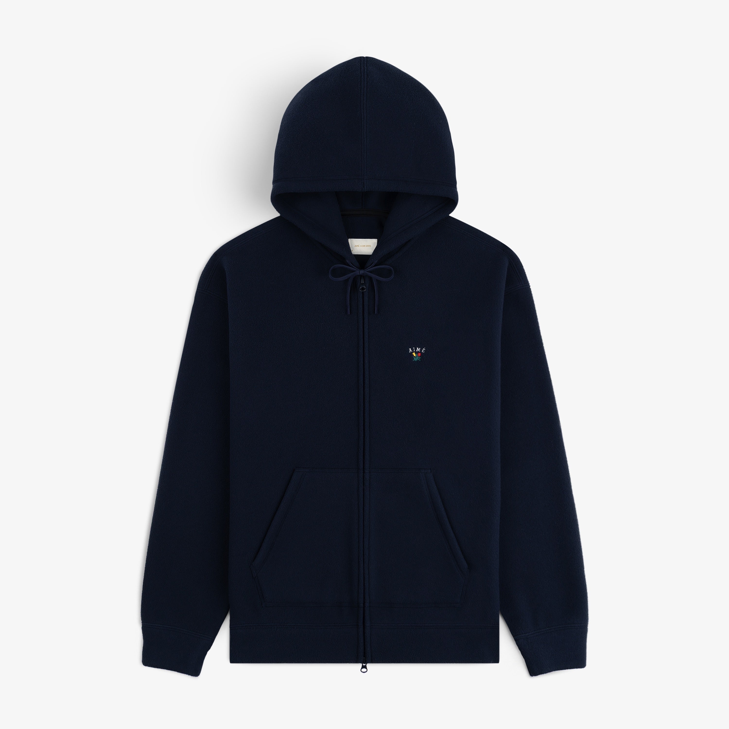 aim-leon-dore-crest-fleece-full-zip-hoodie-navy image 1