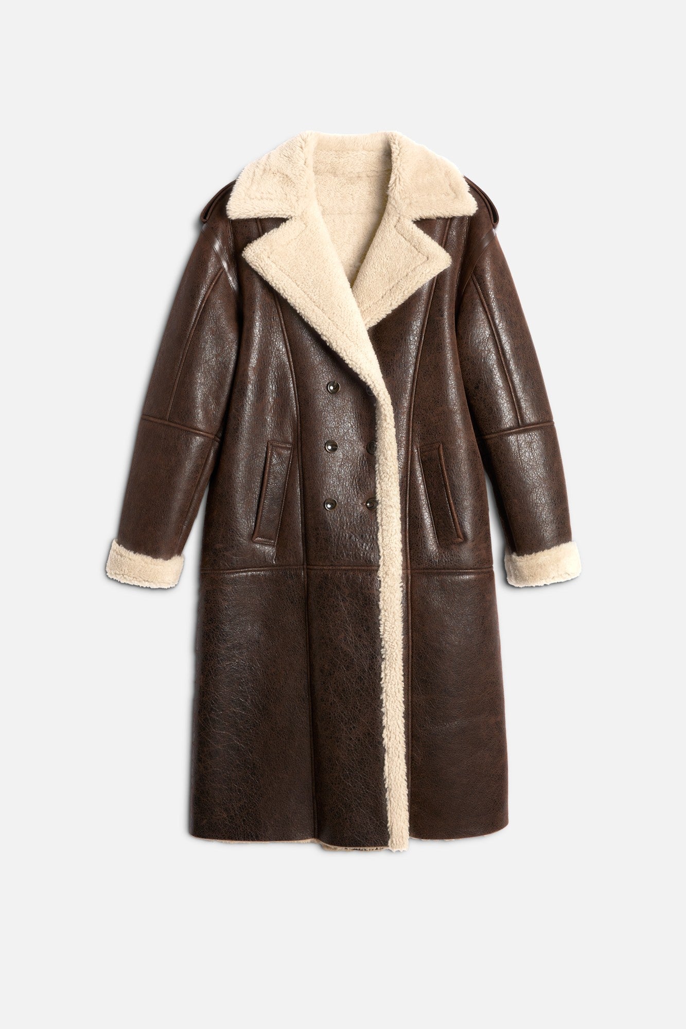 7-for-all-mankind-leather-shearling-mantel-braun-damen image 1