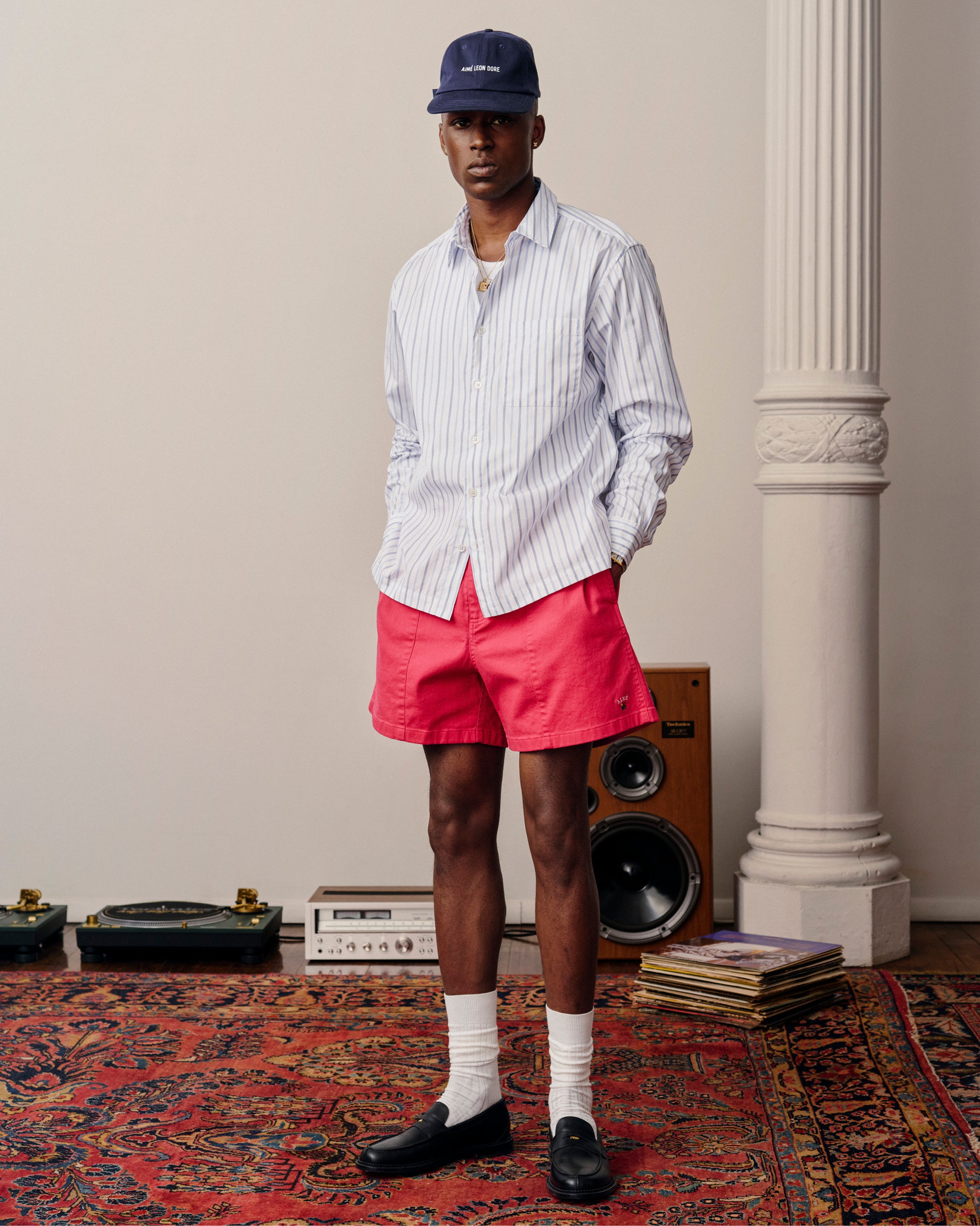 aim-leon-dore-poplin-casual-shirt-blau-gestreift image 3