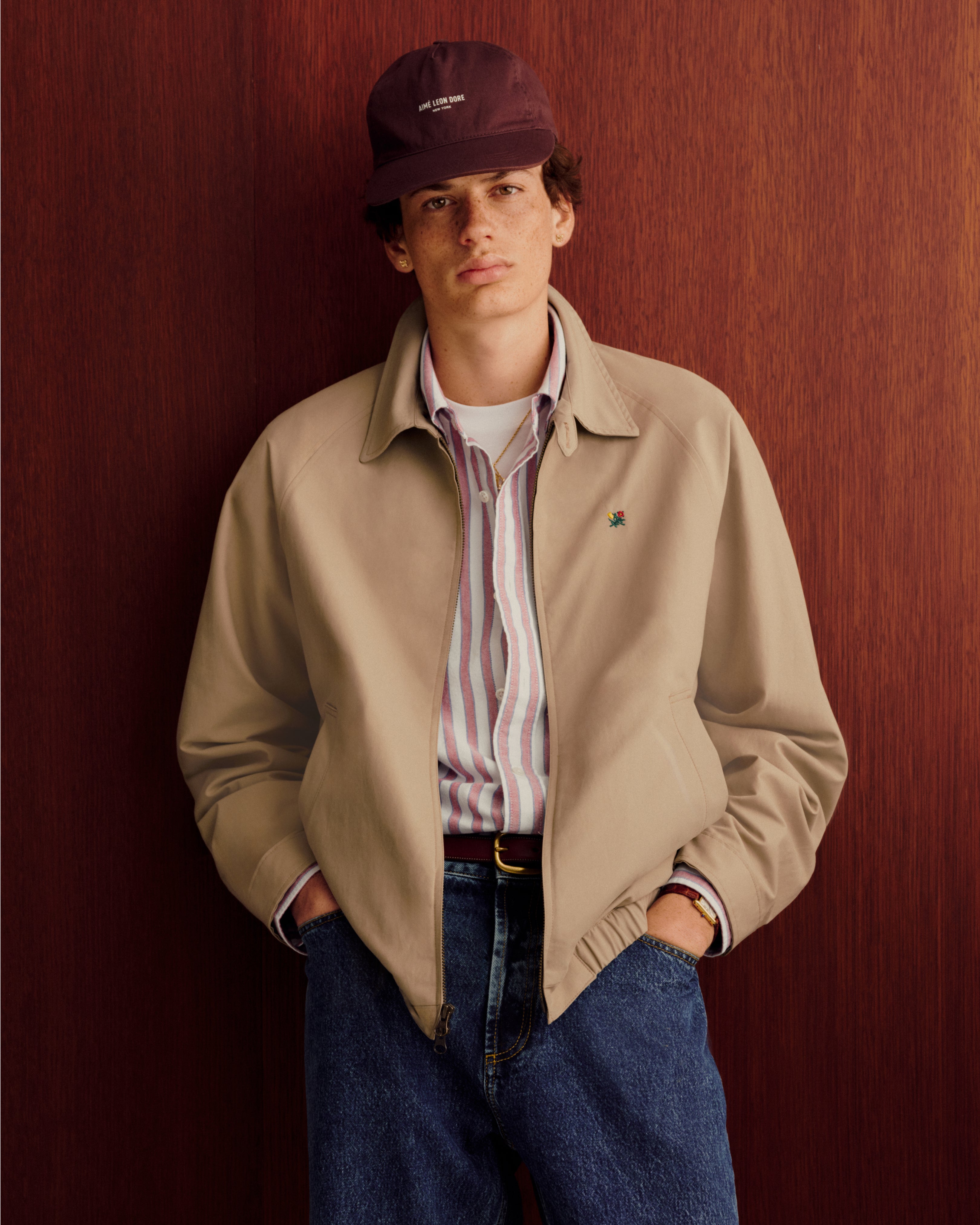 aim-leon-dore-striped-crest-oxford-shirt-rot-wei image 3